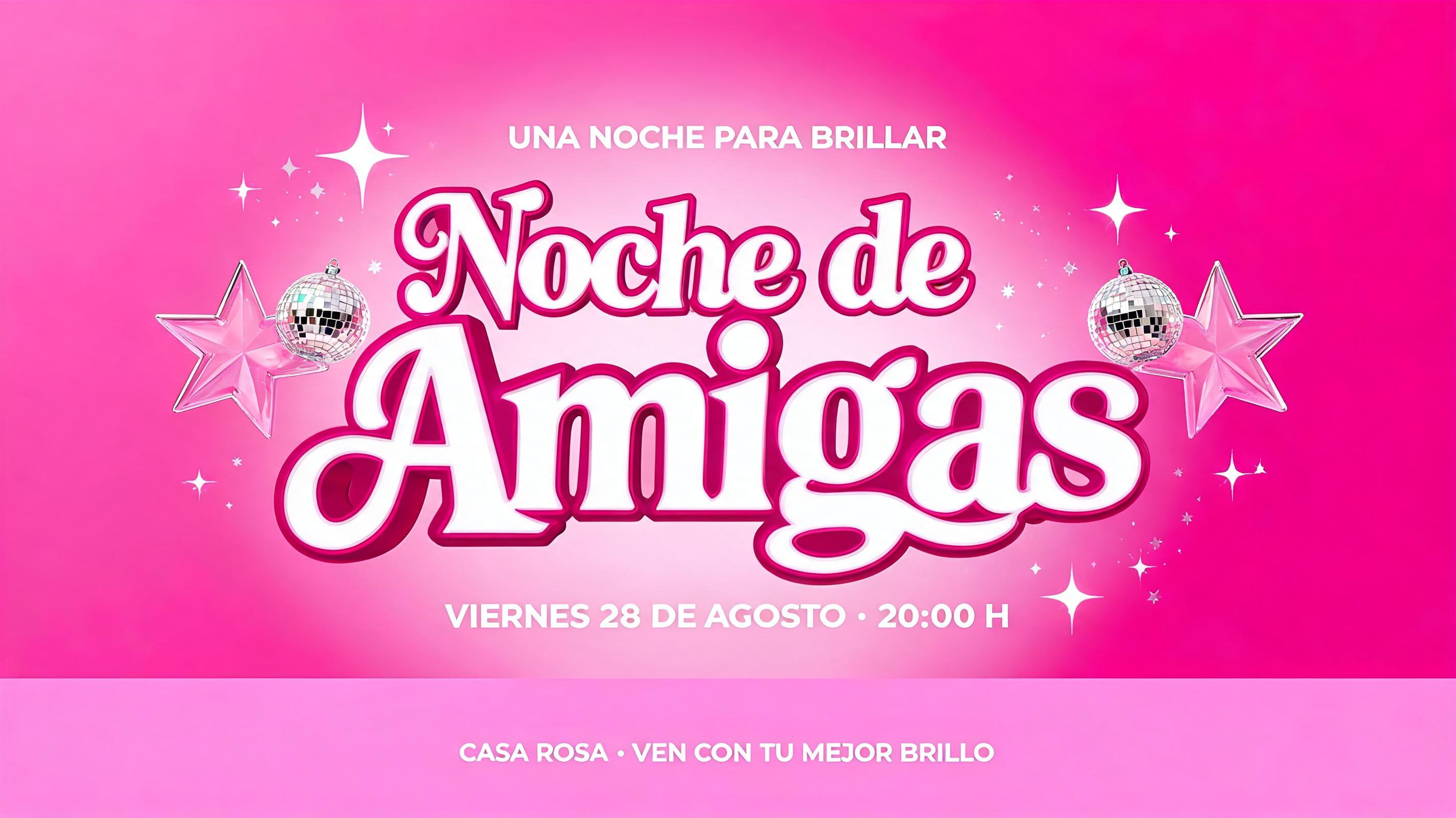 "Una lona de fiesta que diga "Noche de Amigas", rosa Barbie" — Barbie text effect
