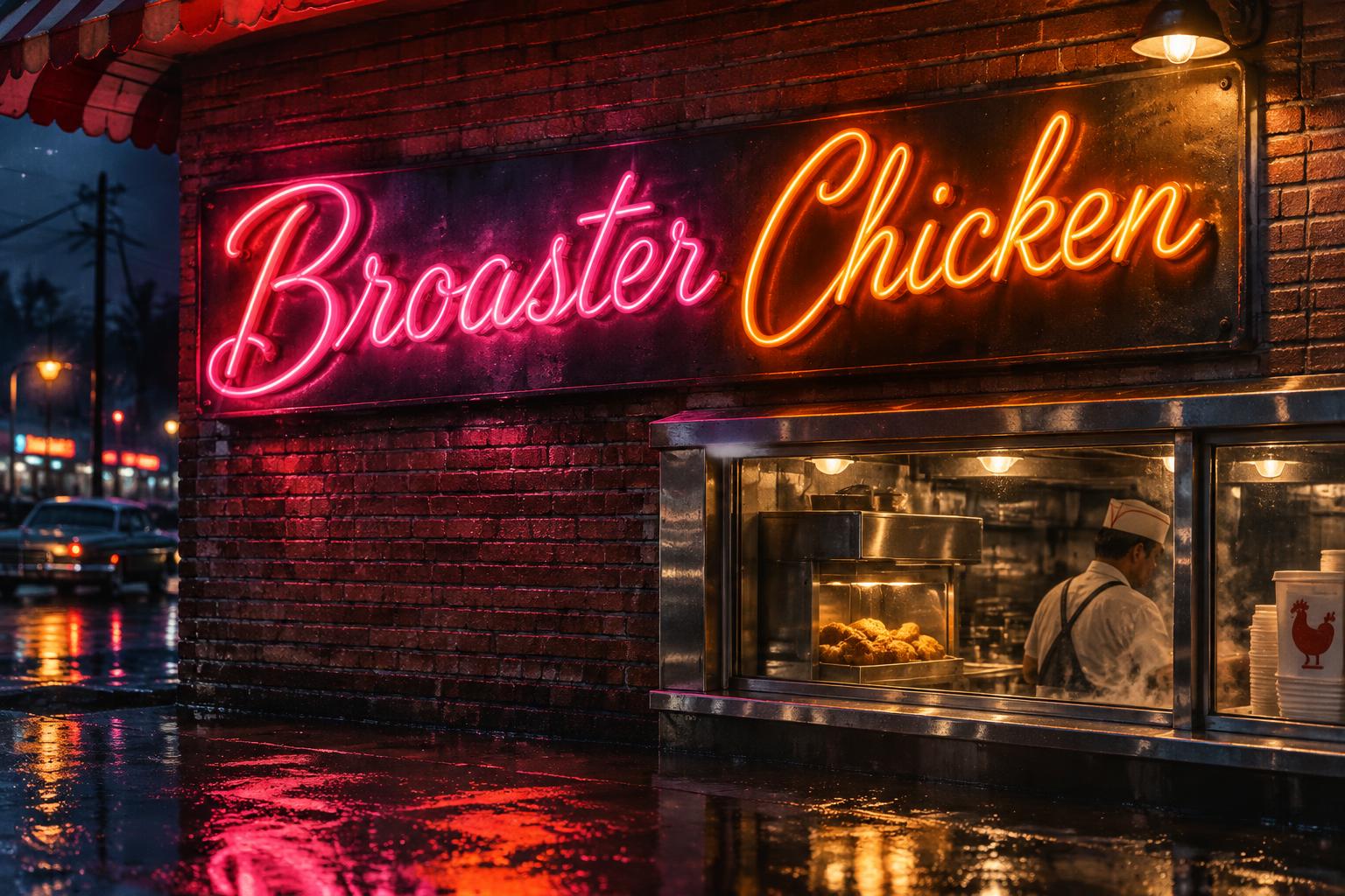 "Broaster Chicken" — Neon Sign | AI Text Effect Generator