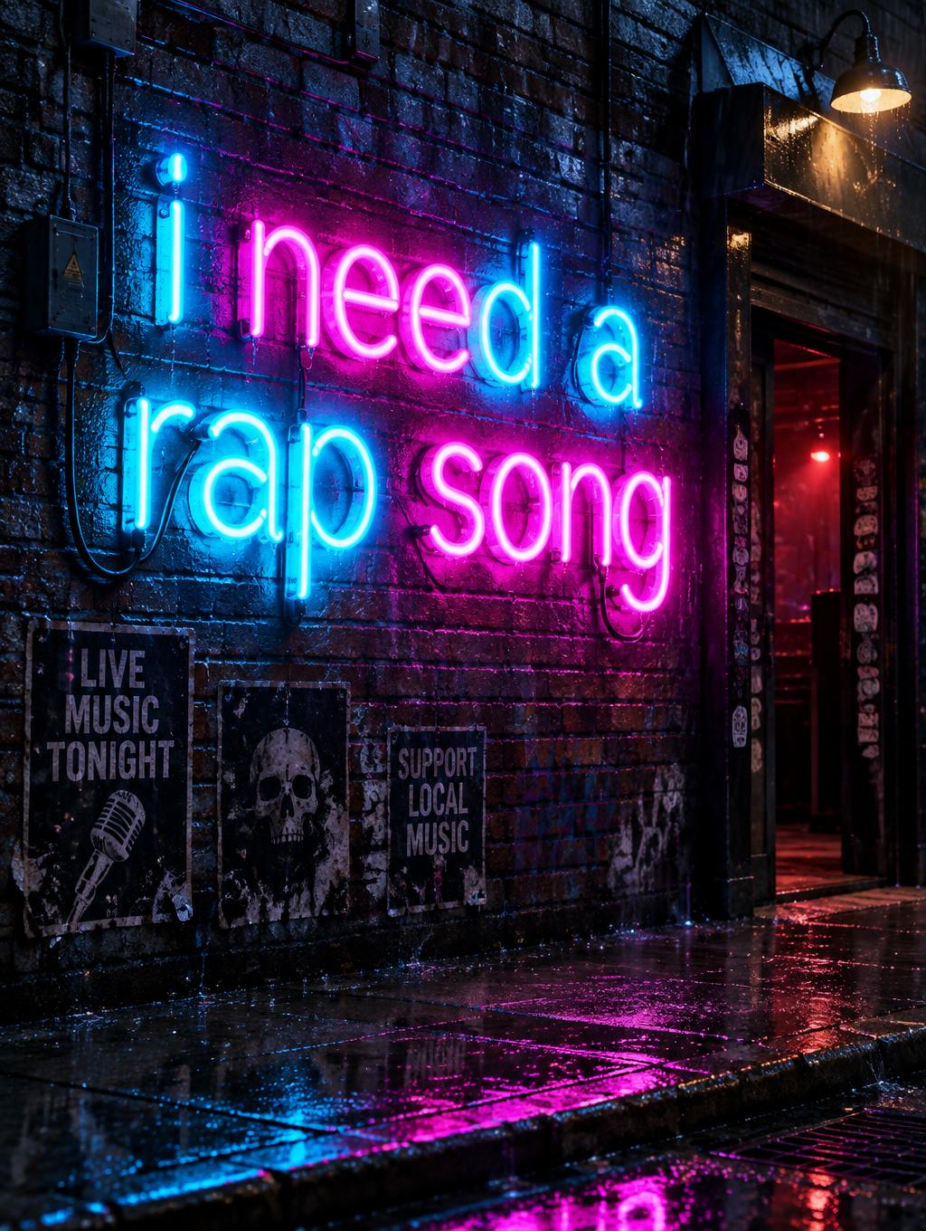 "i need a rap song" — Neon Glow | AI Text Effect Generator