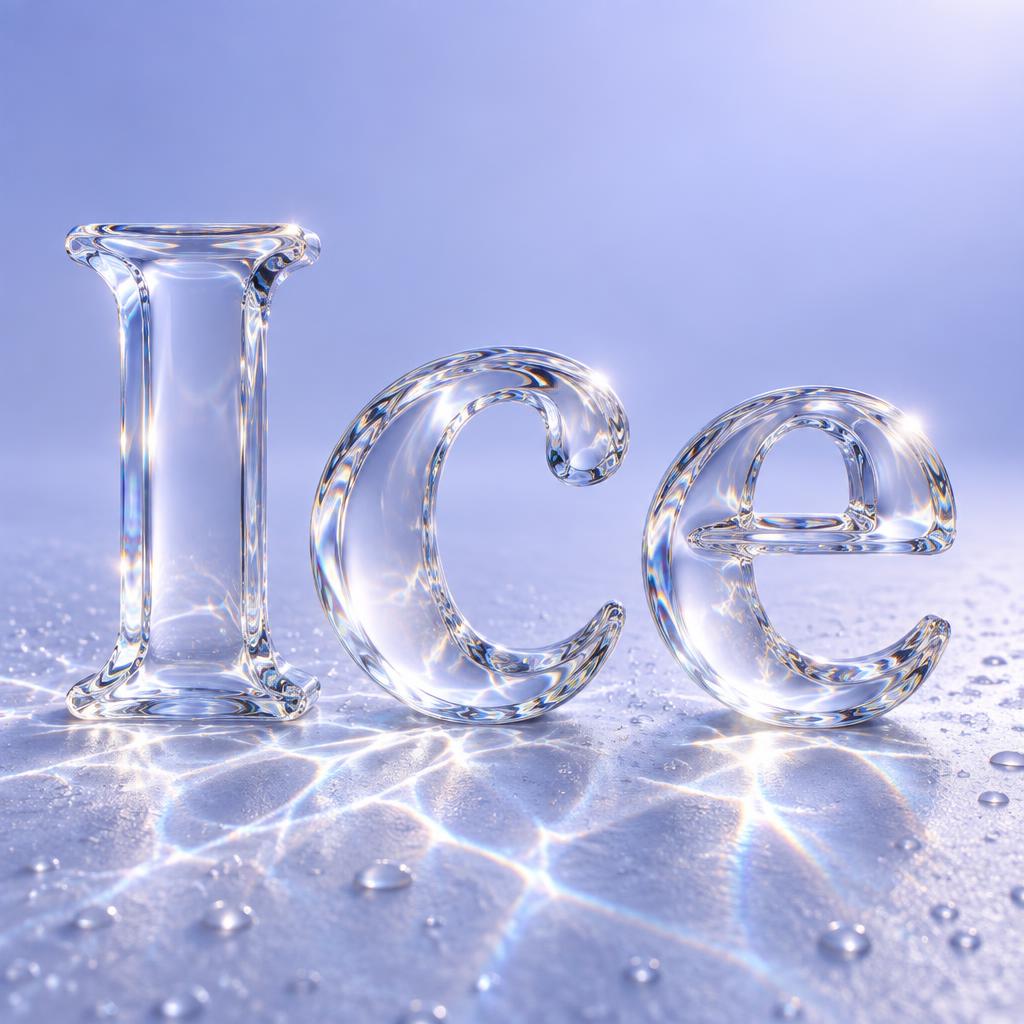 "Ice" — Glass | AI Text Effect Generator