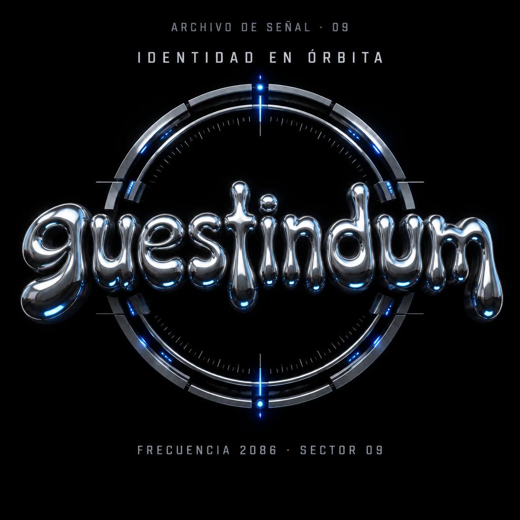 "guestindum
IDENTIDAD EN ÓRBITA
ARCHIVO DE SEÑAL · 09
FRECUENCIA 2086 · SECTOR 09" — Chrome Metal 3d | AI Text Effect Generator