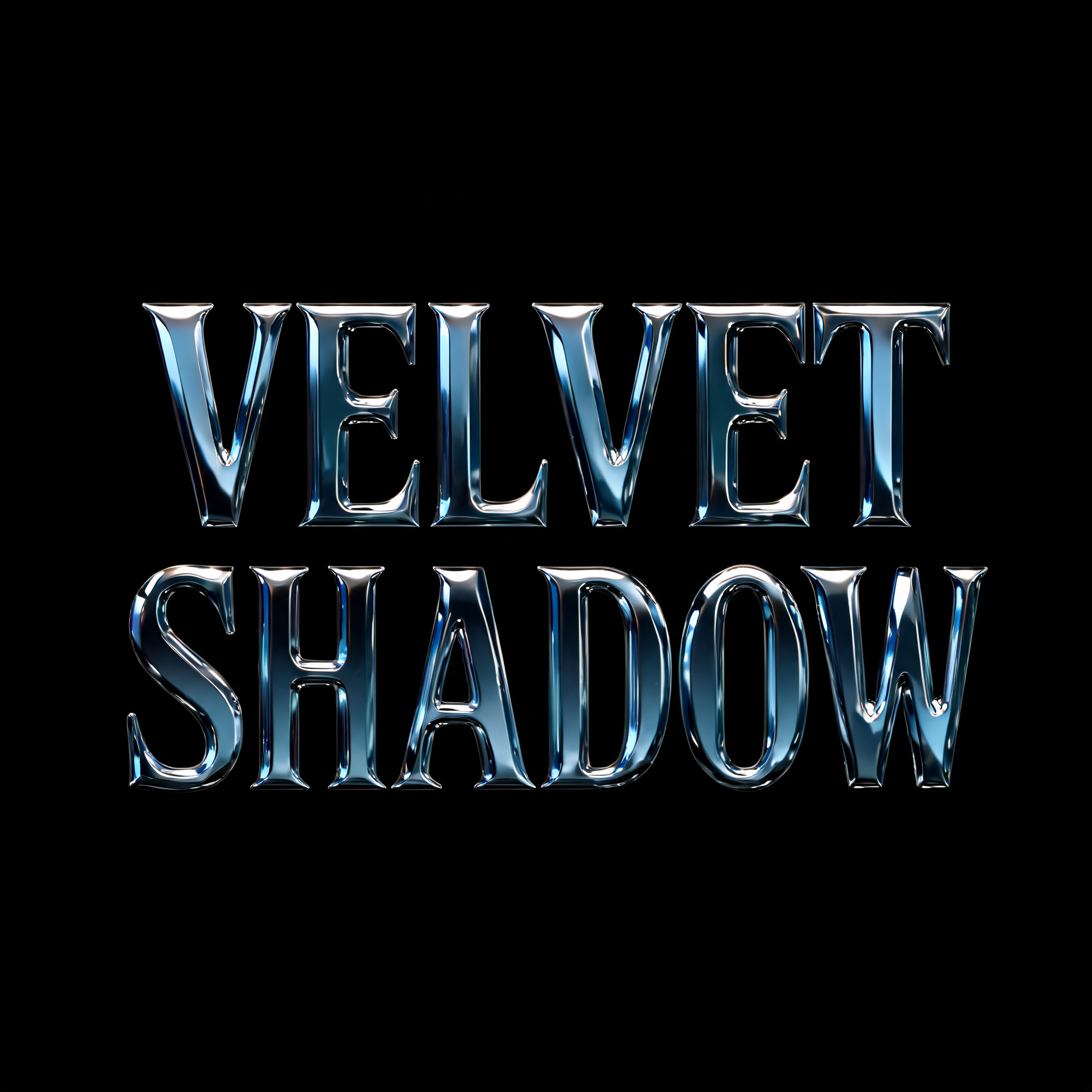"VELVET SHADOW" — Cyberpunk Chrome text effect