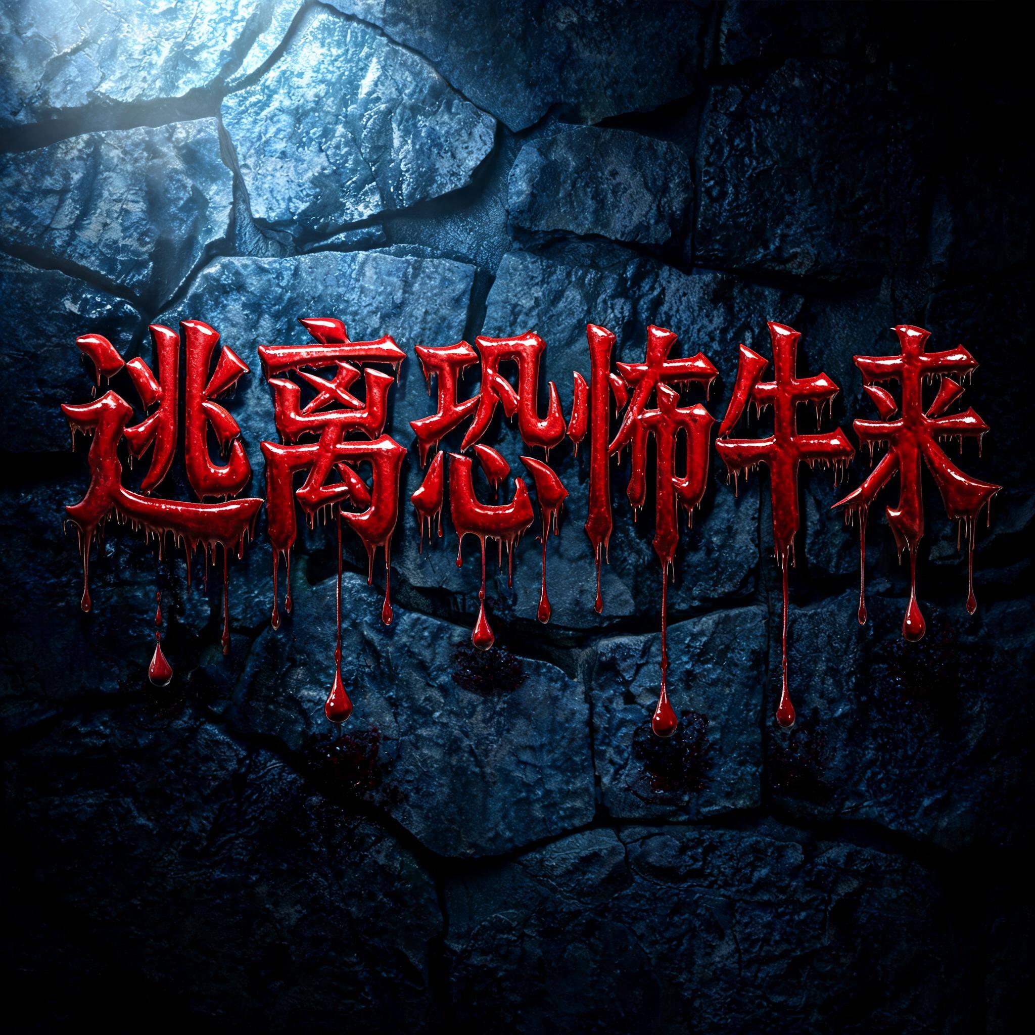 "逃离恐怖牛来" — Drip Font Blood | AI Text Effect Generator