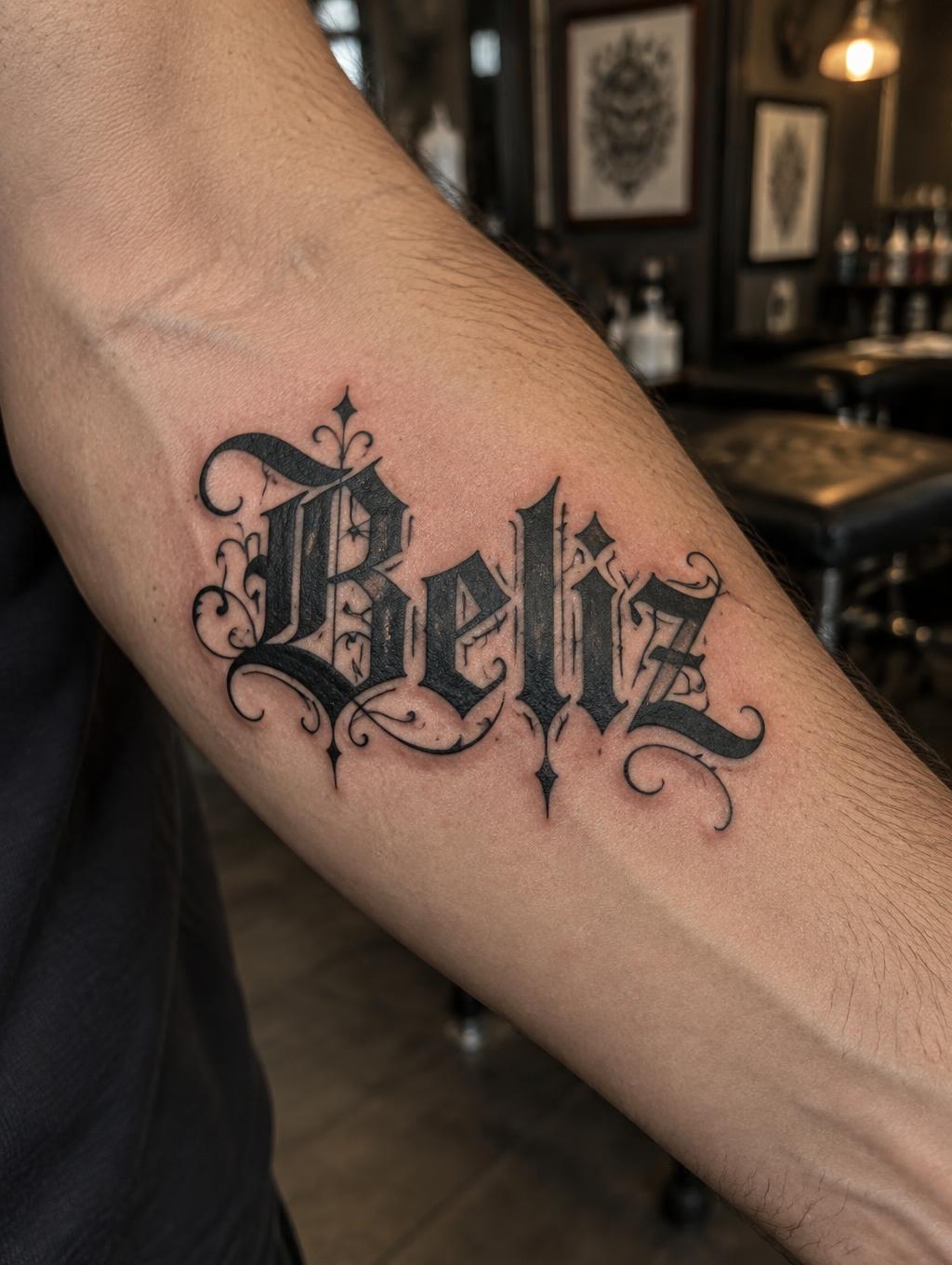 "Beliz" — Tattoo | AI Text Effect Generator