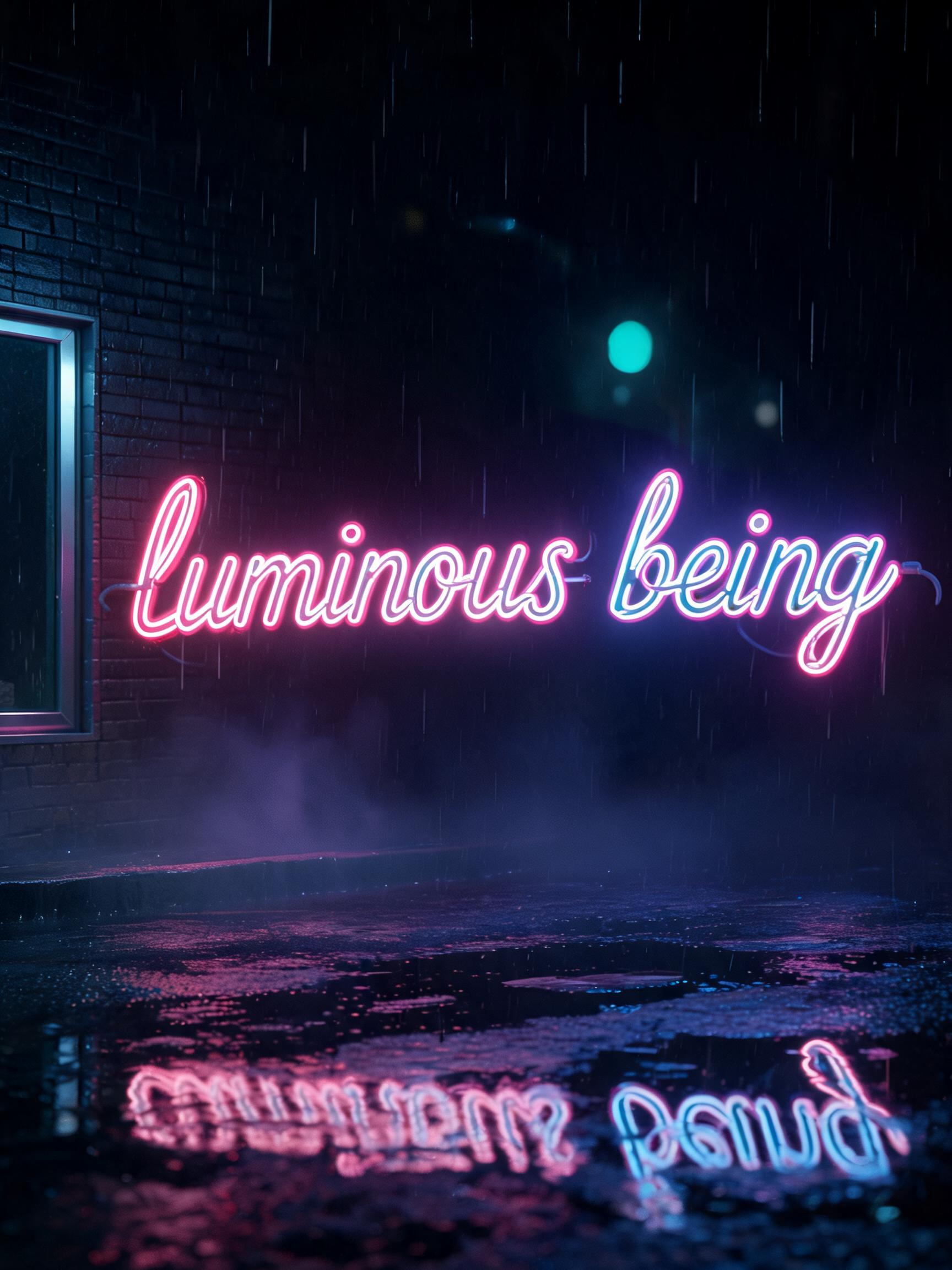"luminous being" —  | AI Text Effect Generator