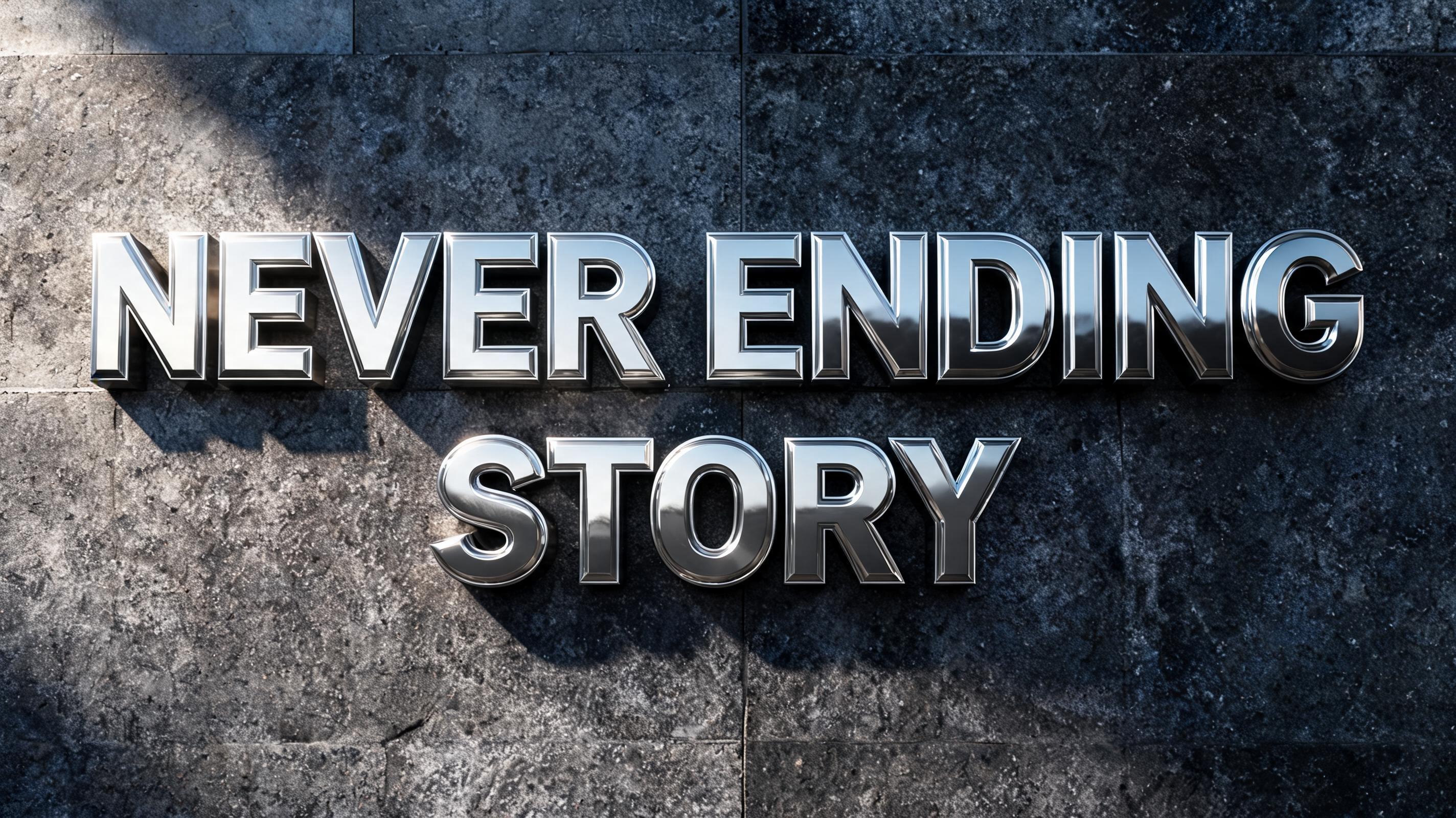 "Never Ending Story" — Chrome Metal 3d | AI Text Effect Generator