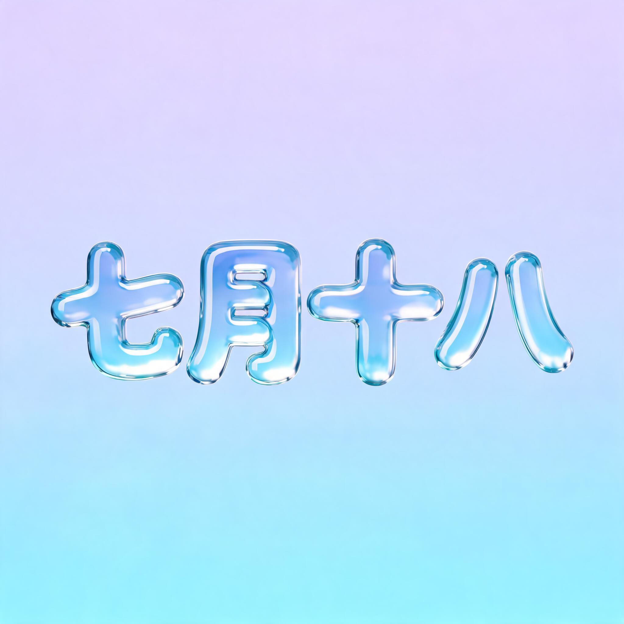 "七月十八" — Glass Liquid | AI Text Effect Generator