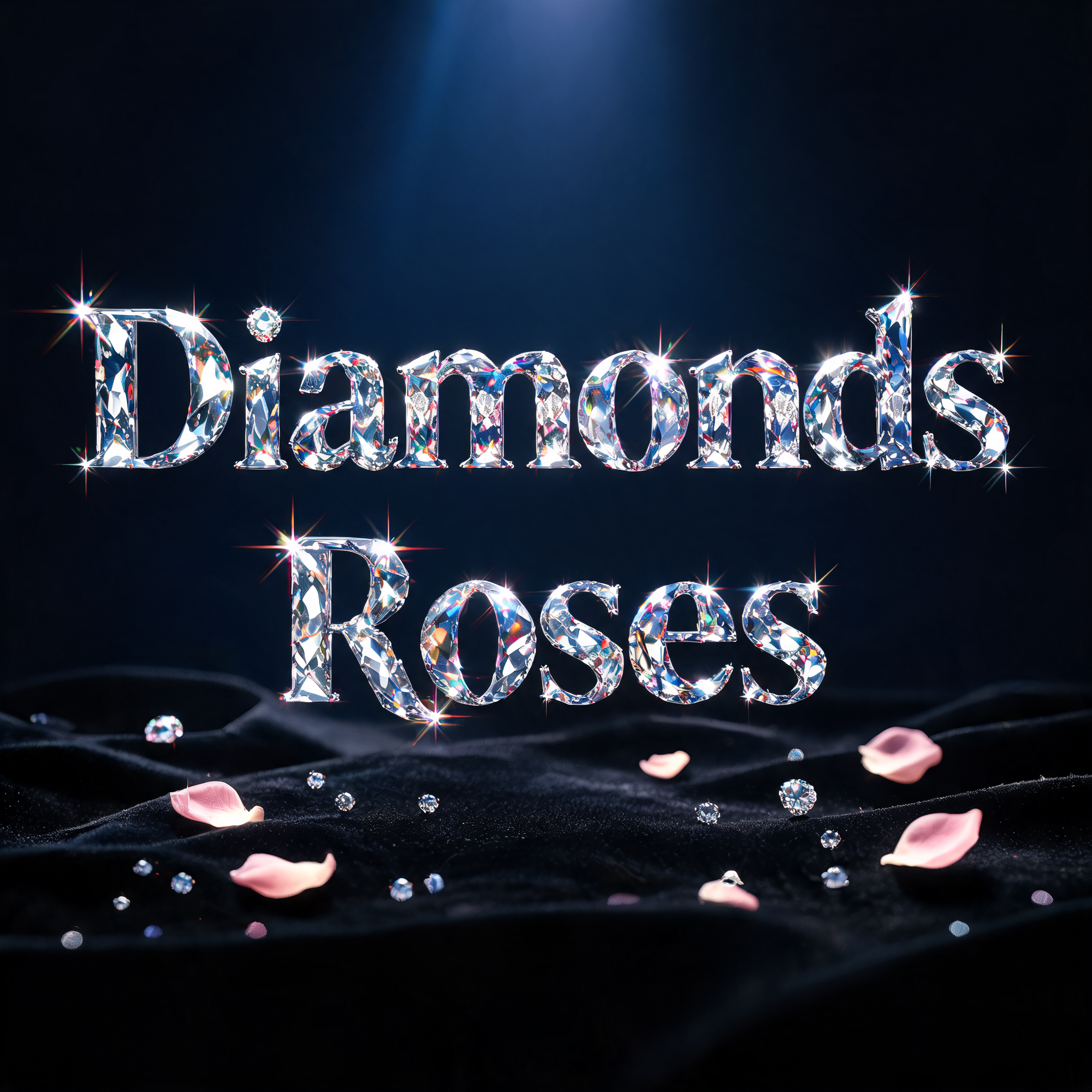 "Diamonds Roses" — Glass Crystal | AI Text Effect Generator