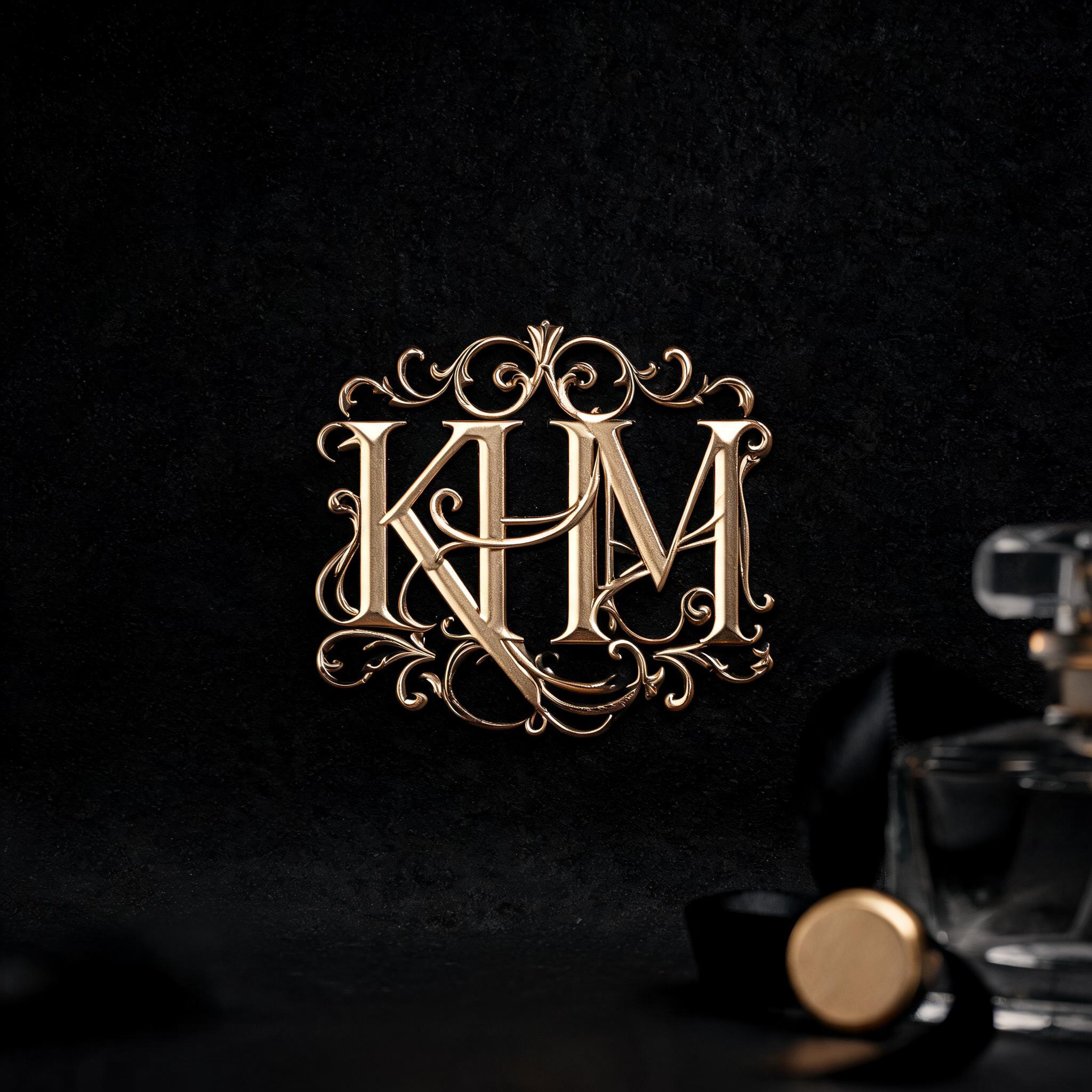 "KHM" — Elegant Script text effect