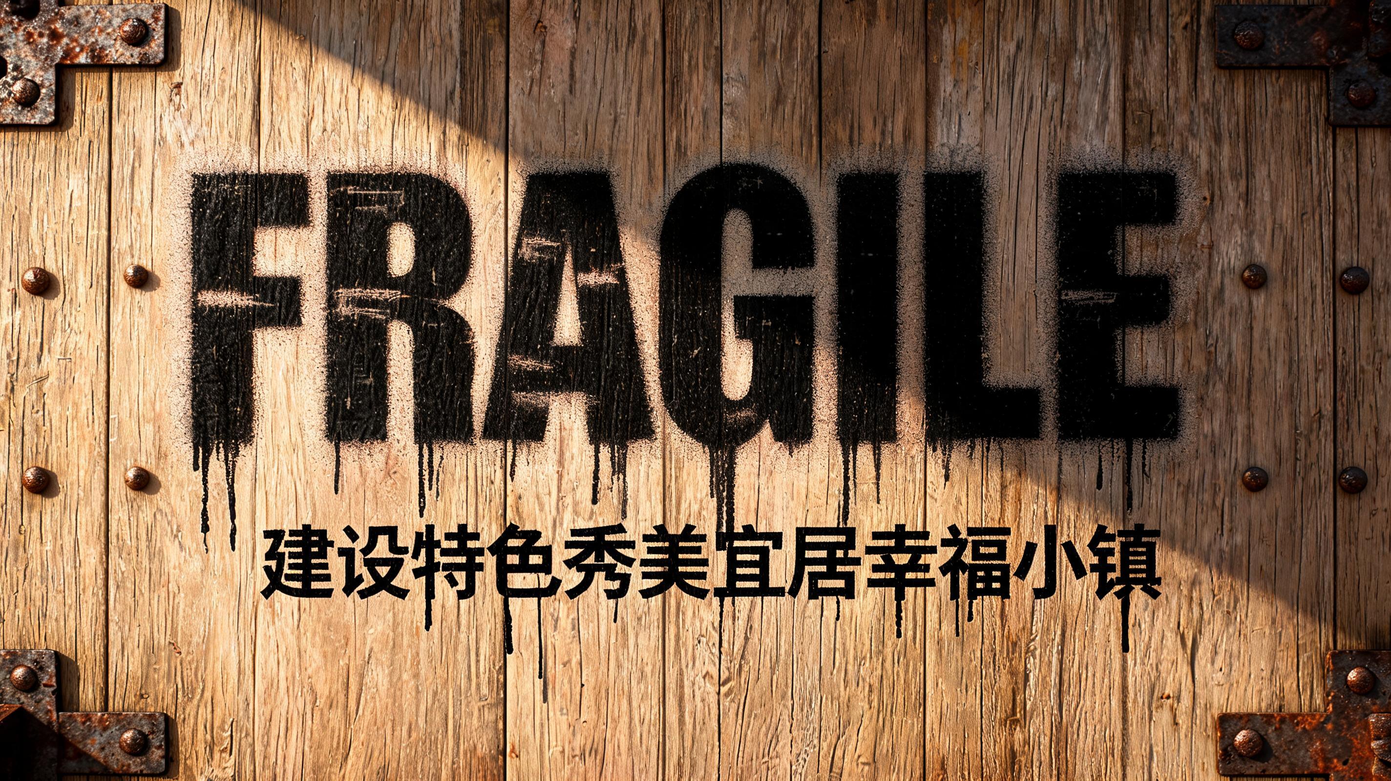"FRAGILE建设特色秀美宜居幸福小镇" — Stencil | AI Text Effect Generator