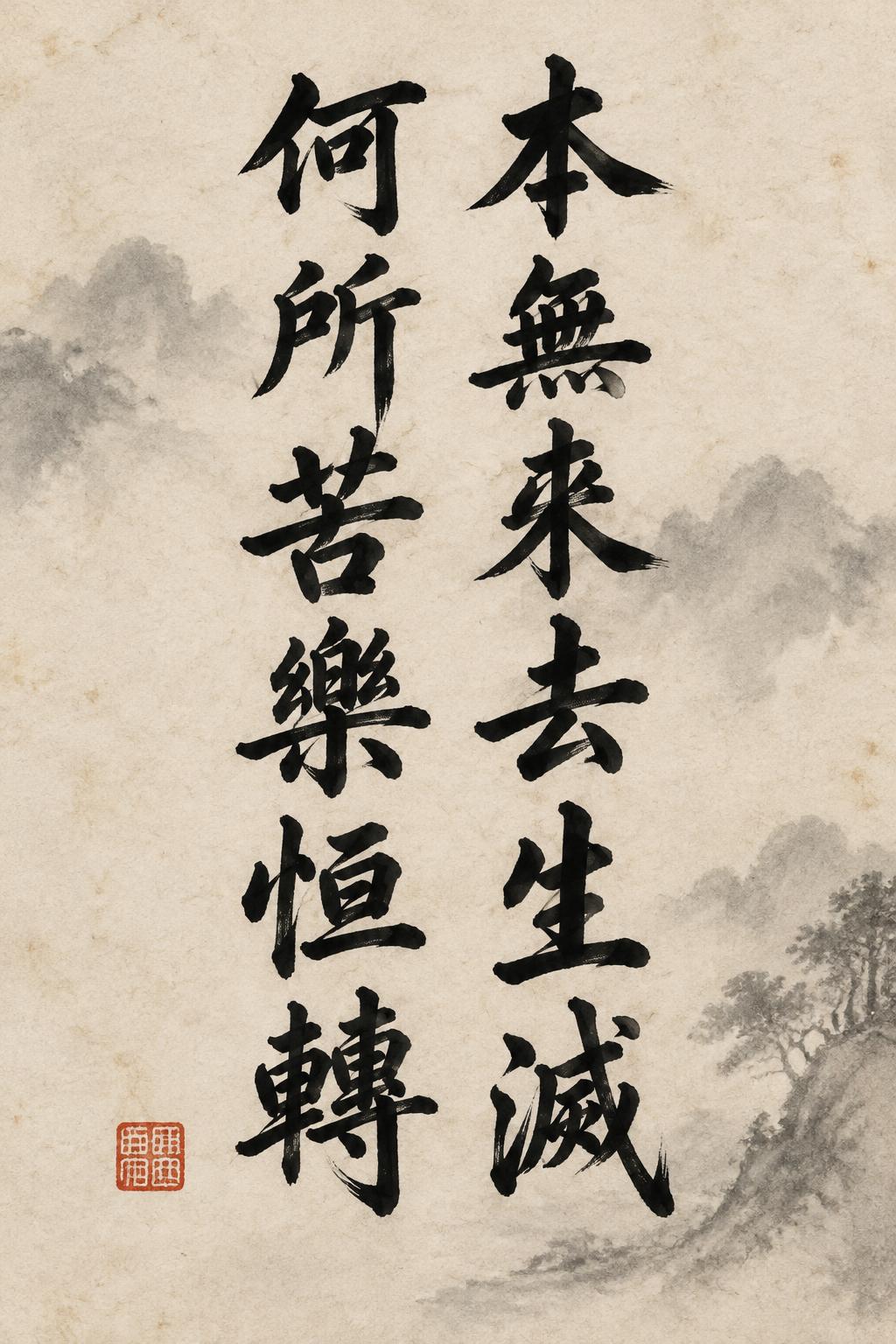 "本無來去生滅何所苦樂恒轉" — Brush Chinese Ink | AI Text Effect Generator