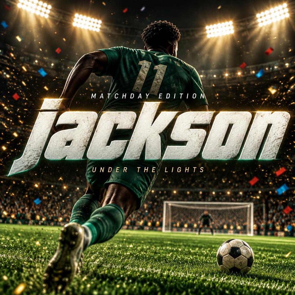 "jackson
MATCHDAY EDITION
UNDER THE LIGHTS" — Sports Football | AI Text Effect Generator
