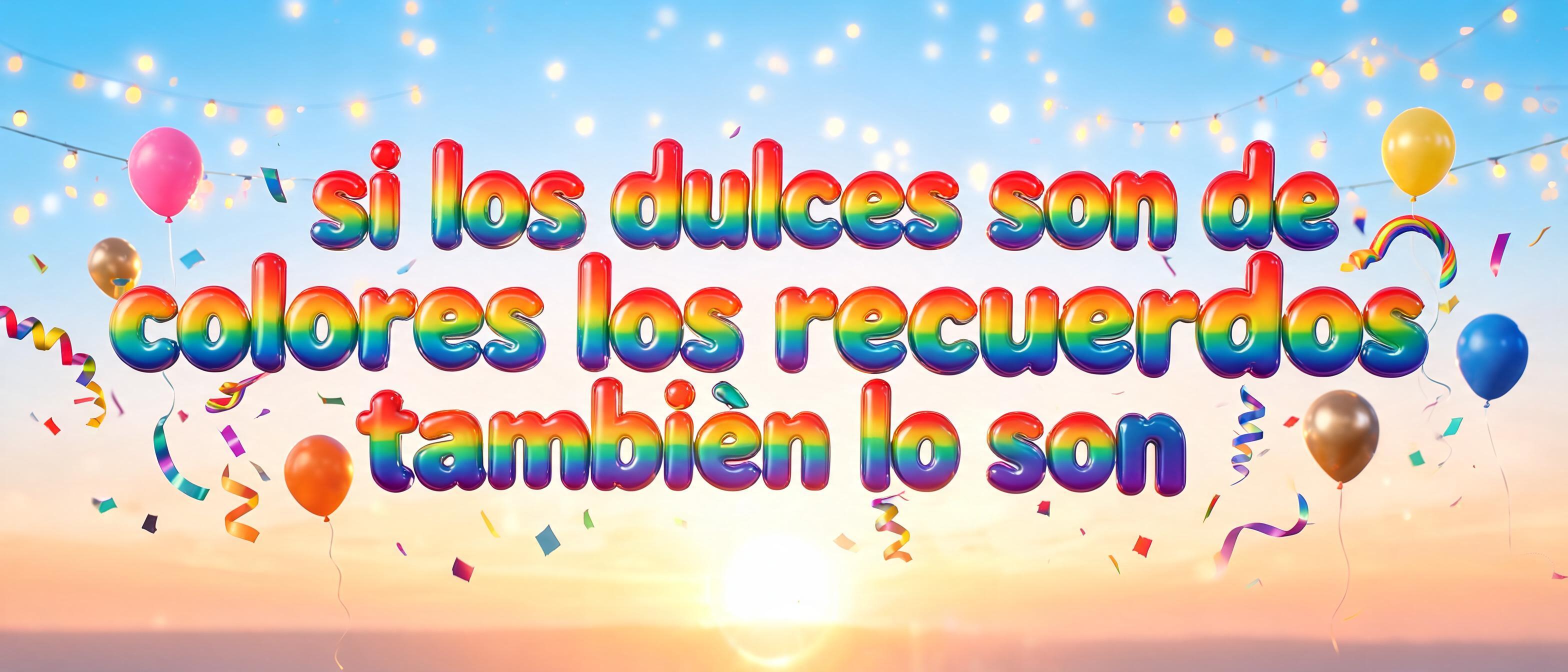 "si los dulces son de colores los recuerdos también lo son" — Rainbow | AI Text Effect Generator