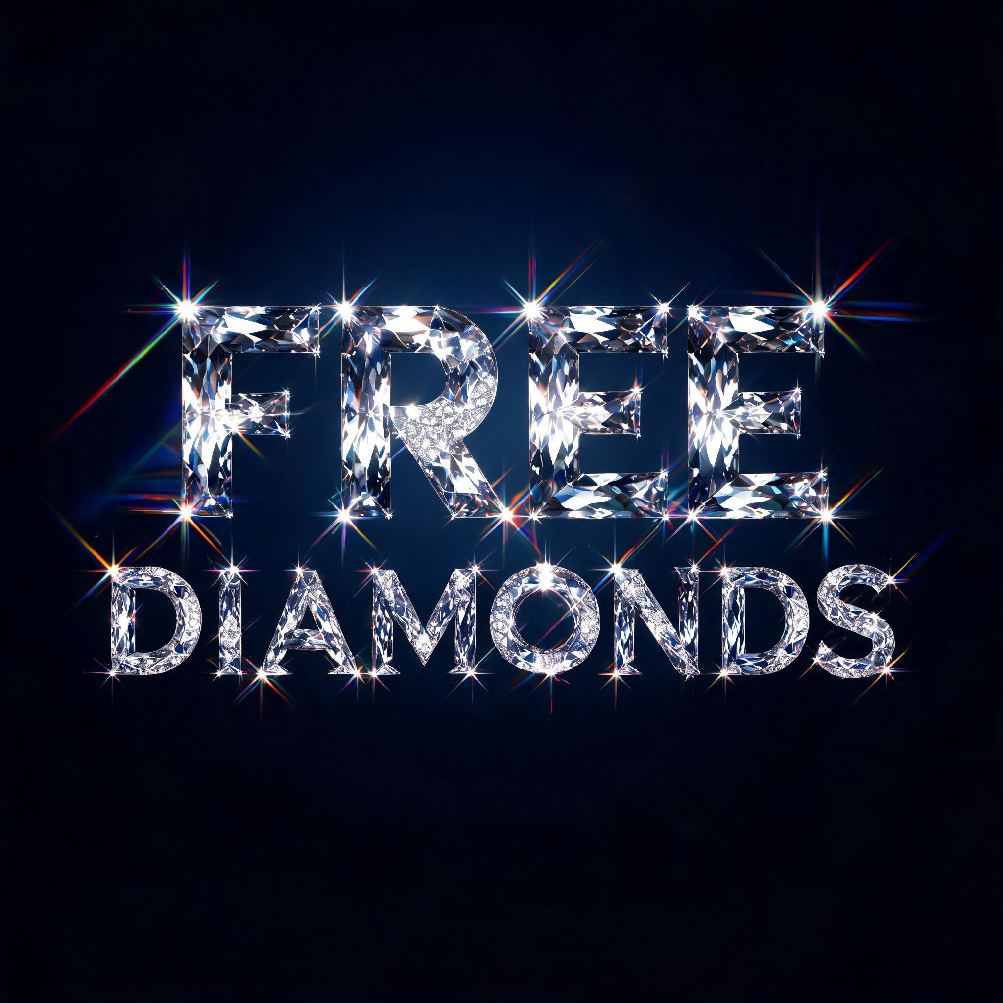 "FREE DIAMONDS" — Glass Crystal | AI Text Effect Generator