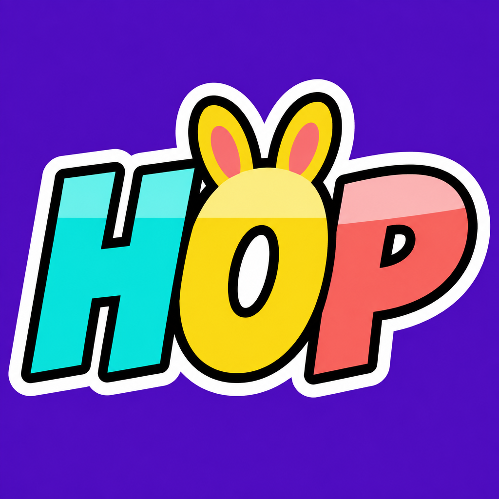 "HOP" — Flat Spring Sticker | AI Text Effect Generator