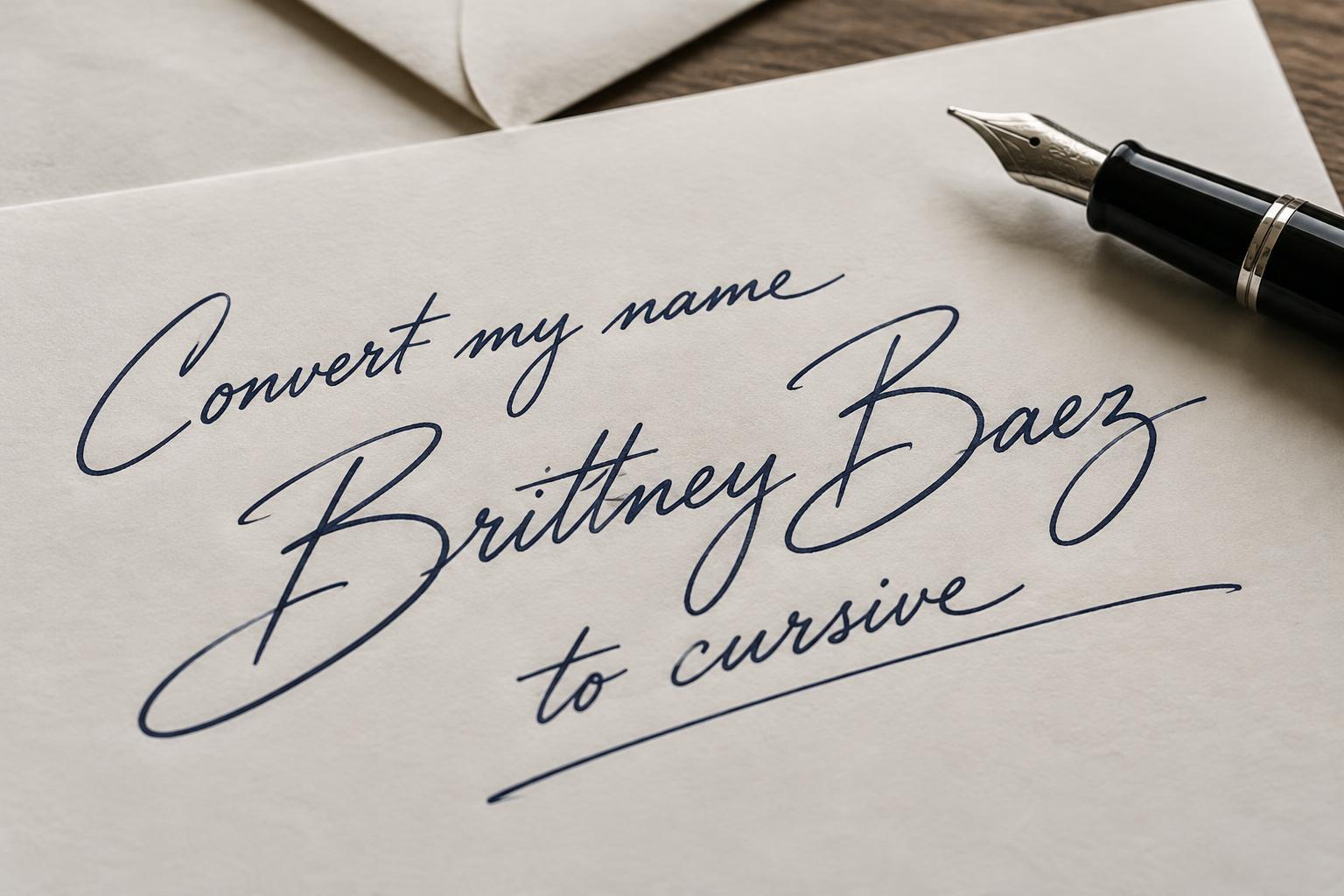 "Convert my name Brittney Baez to cursive" — Cursive Signature | AI Text Effect Generator