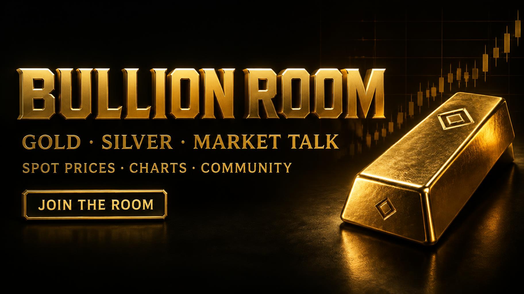 "BULLION ROOM
GOLD · SILVER · MARKET TALK
SPOT PRICES · CHARTS · COMMUNITY
JOIN THE ROOM" — 3d Bold Gold | AI Text Effect Generator