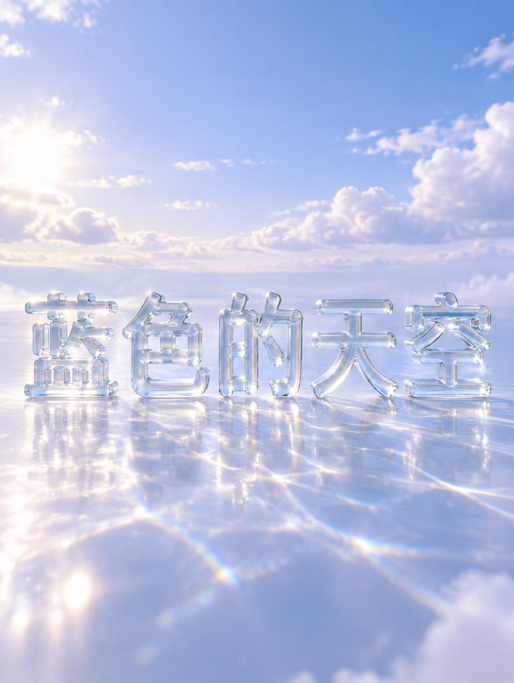 "蓝色的天空" — Glass | AI Text Effect Generator