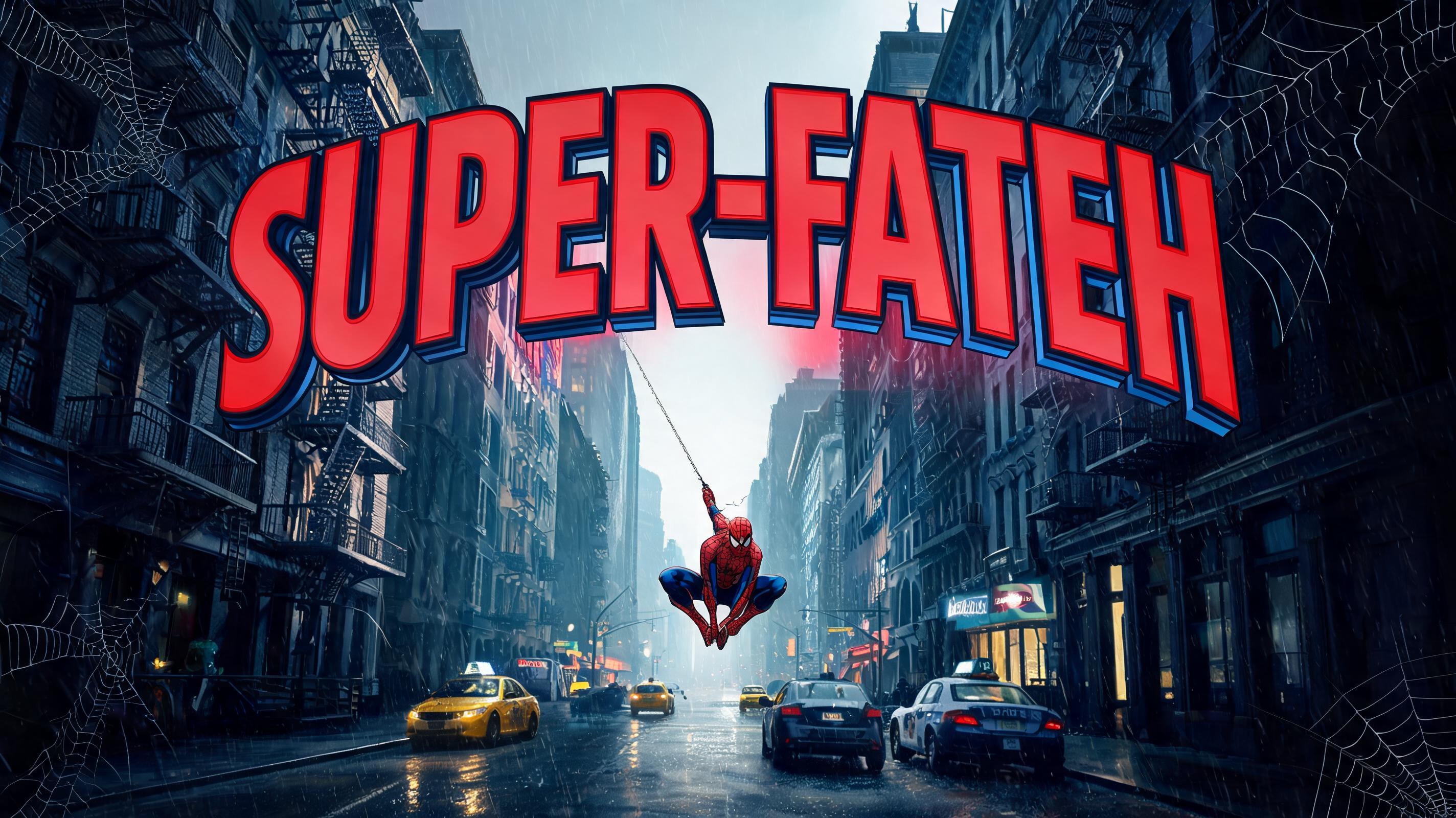 "SUPER-FATEH" — Spider Hero text effect