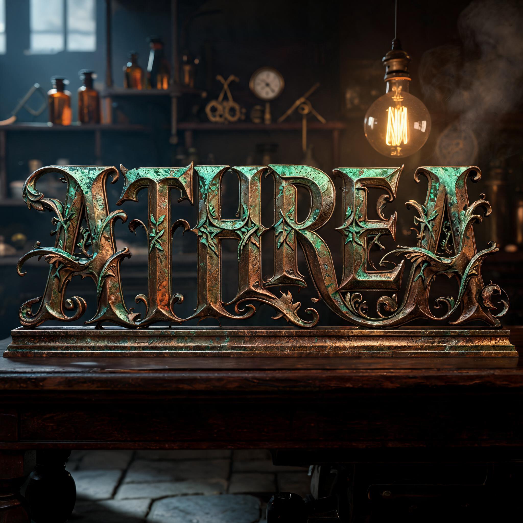 "ATHREA" — Steampunk | AI Text Effect Generator