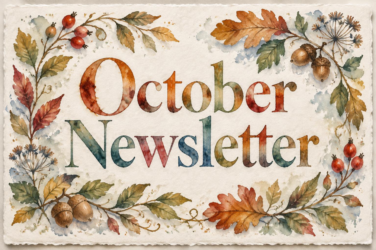 "October Newsletter" — Watercolor | AI Text Effect Generator