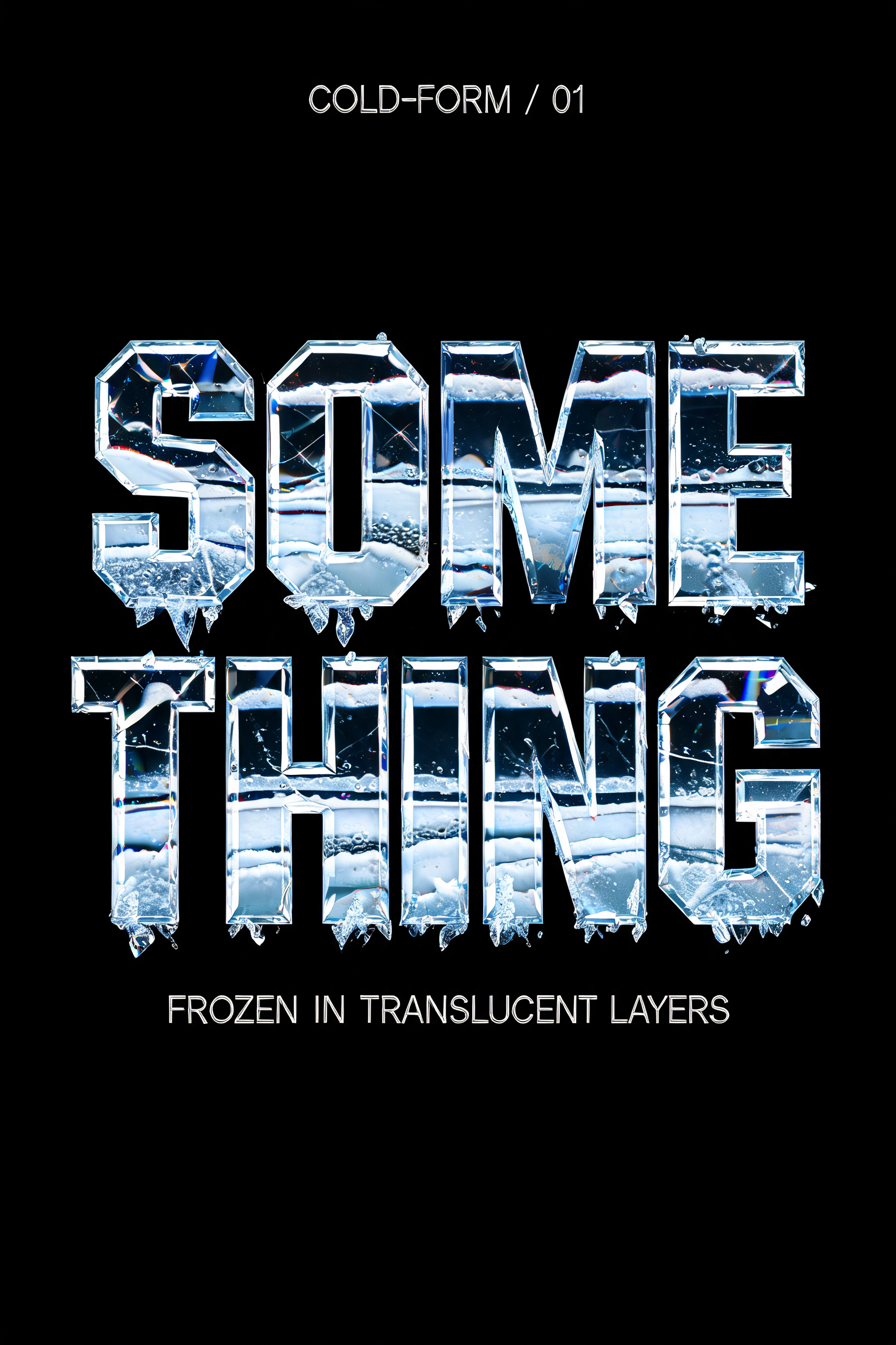 "SOMETHING
COLD-FORM / 01
FROZEN IN TRANSLUCENT LAYERS" — Glass | AI Text Effect Generator