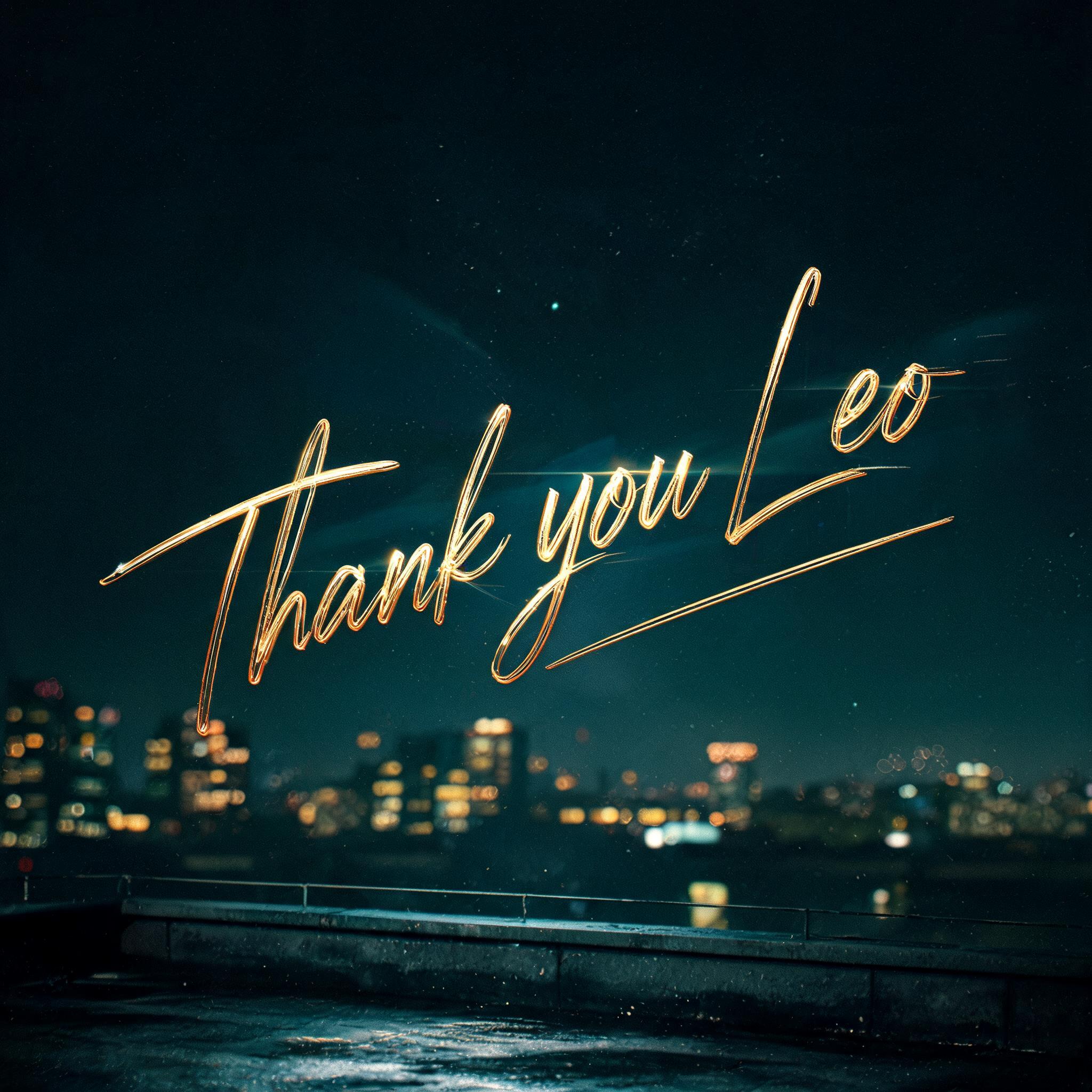 "Thank you Leo" — Cinematic | AI Text Effect Generator