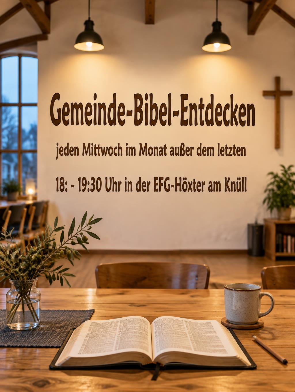 "Gemeinde-Bibel-Entdecken
jeden Mittwoch im Monat außer dem letzten 
18: - 19:30 Uhr in der EFG-Höxter am Knüll" —  | AI Text Effect Generator