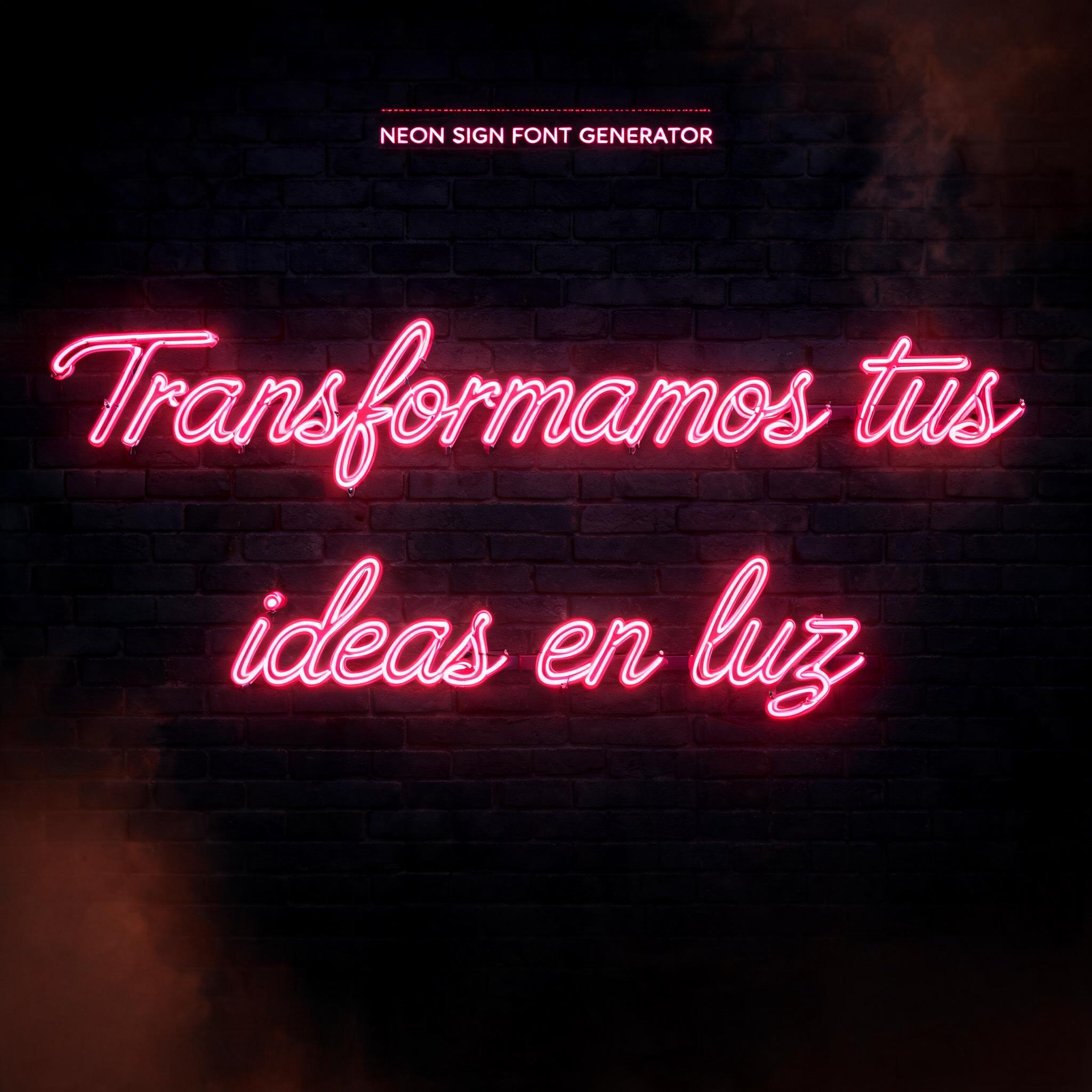 "Transformamos tus ideas en luz" — Neon Sign | AI Text Effect Generator