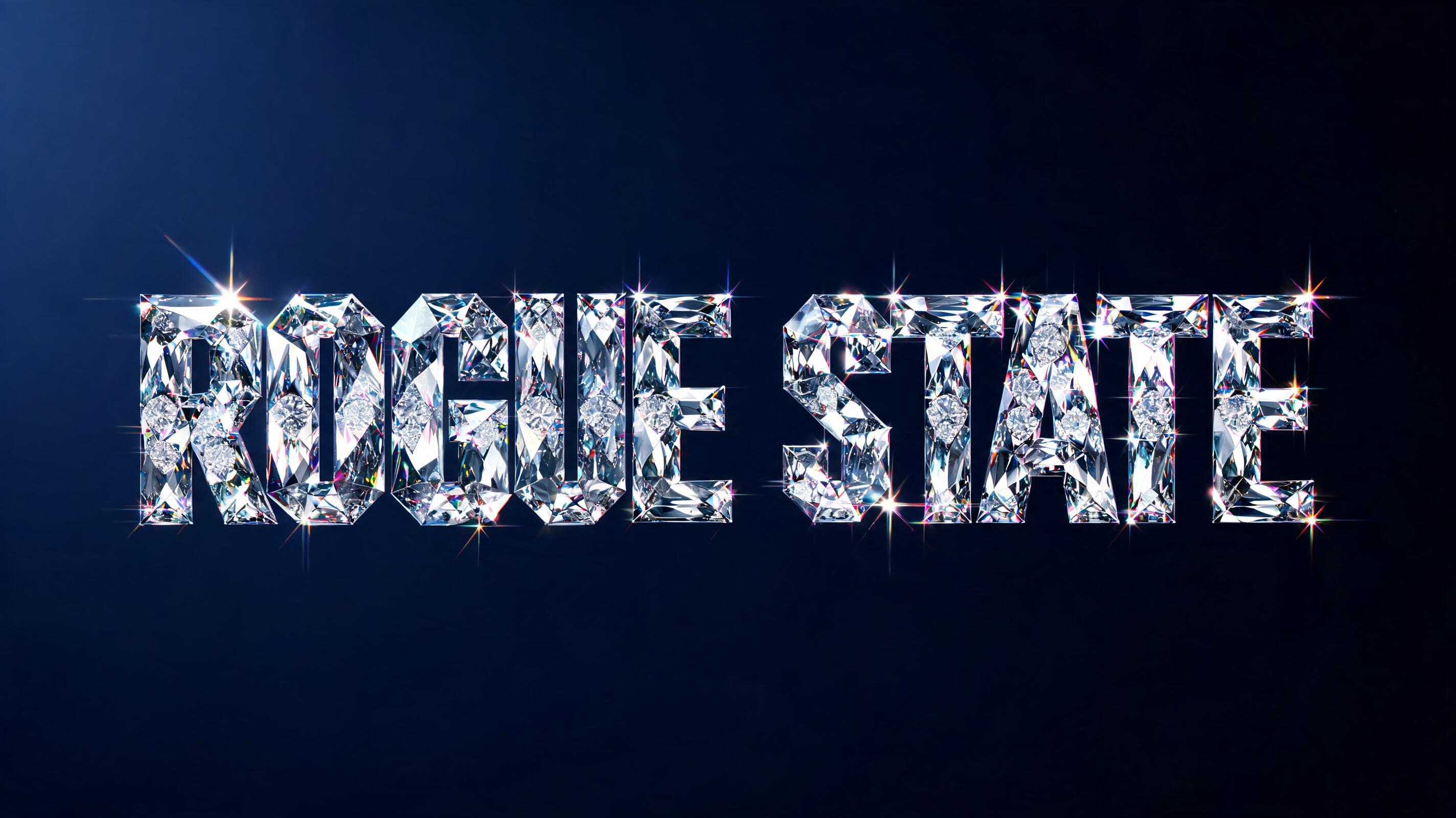 "Rogue state" — Glass Crystal | AI Text Effect Generator