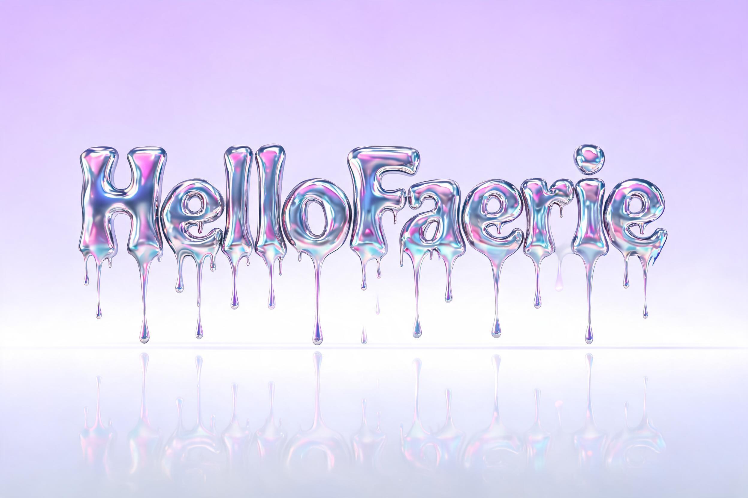 "HelloFaerie" — Y2k Liquid | AI Text Effect Generator