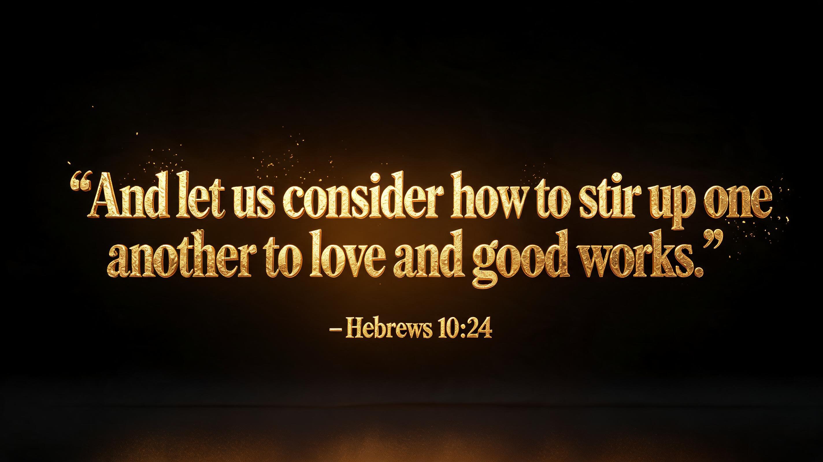 "“And let us consider how to stir up one another to love and good works.” – Hebrews 10:24" — 3d Bold Gold | AI Text Effect Generator