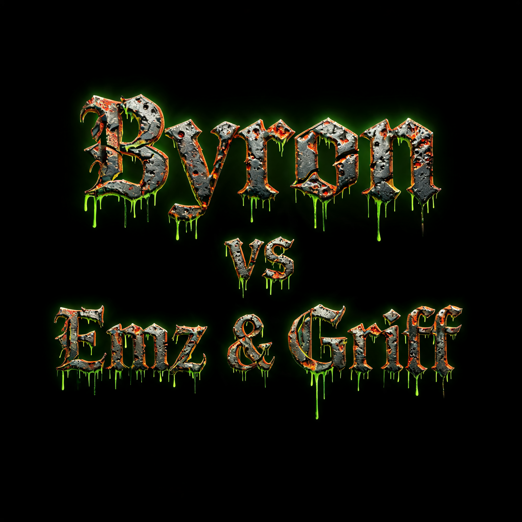 "Byron vs Emz & Griff" — Cyberpunk Acid Rain | AI Text Effect Generator