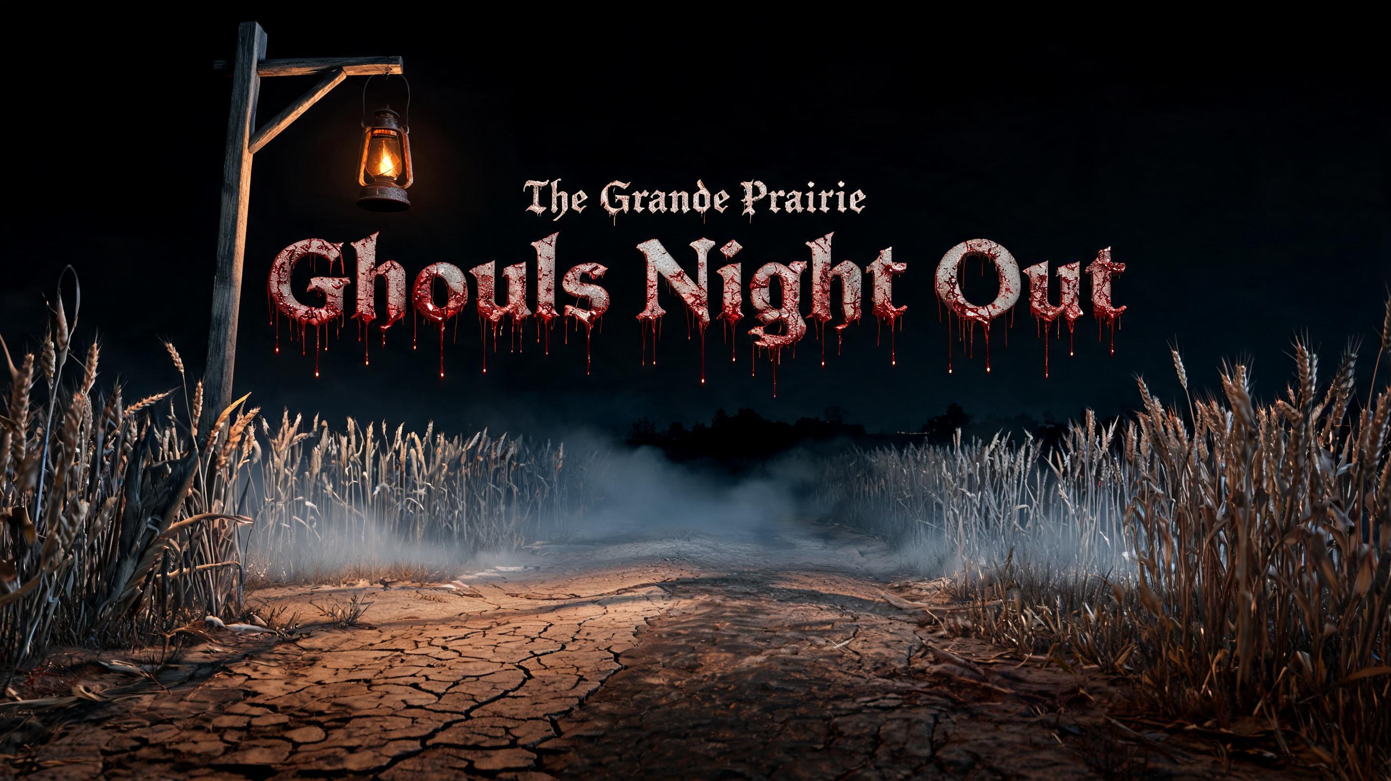 "The Grande Prairie 
Ghouls Night Out" — Cinematic Horror | AI Text Effect Generator