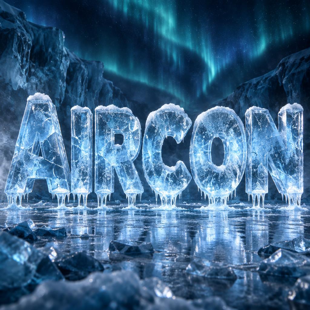 "AIRCON" — Glass Frozen | AI Text Effect Generator