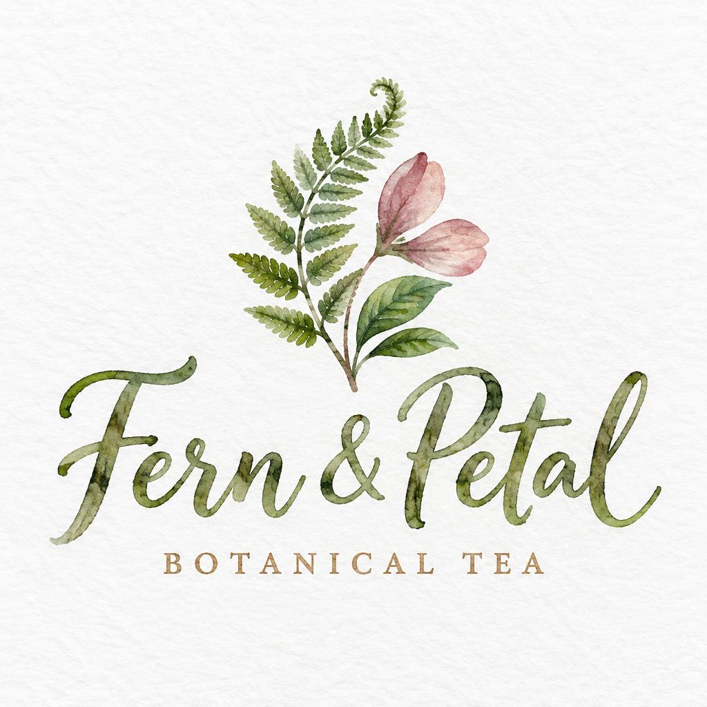 "Fern & Petal
BOTANICAL TEA" — Watercolor text effect