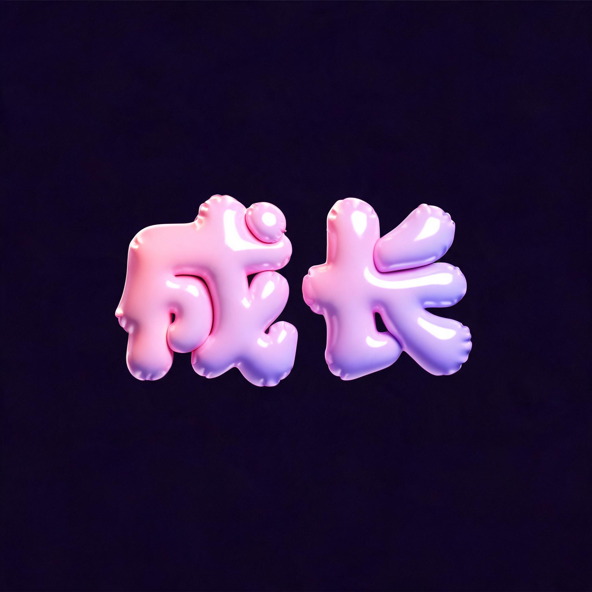 "成长" — Y2k Bubbly | AI Text Effect Generator