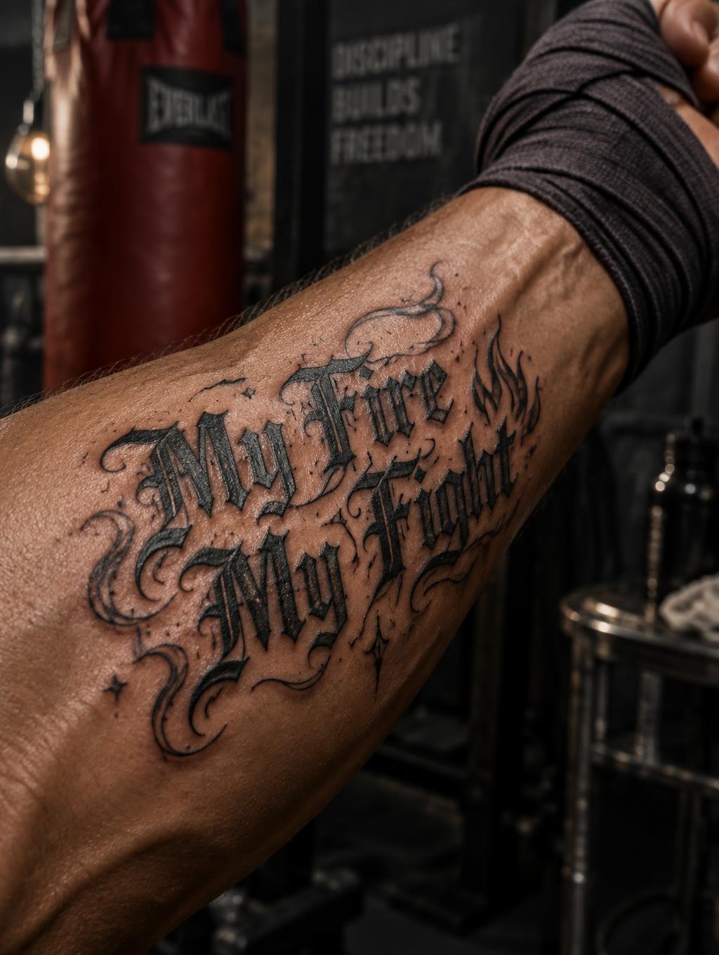 "My Fire My Fight" — Tattoo | AI Text Effect Generator