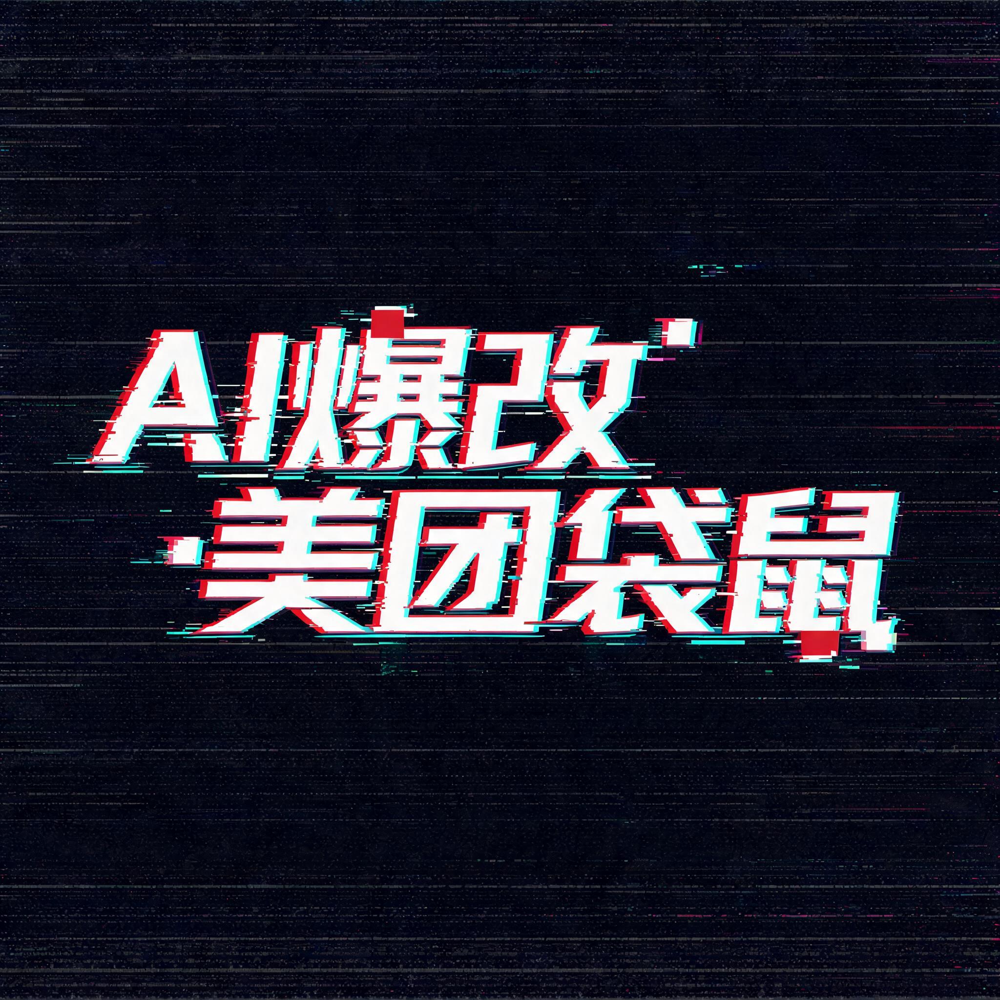 "AI爆改美团袋鼠" — Glitch text effect