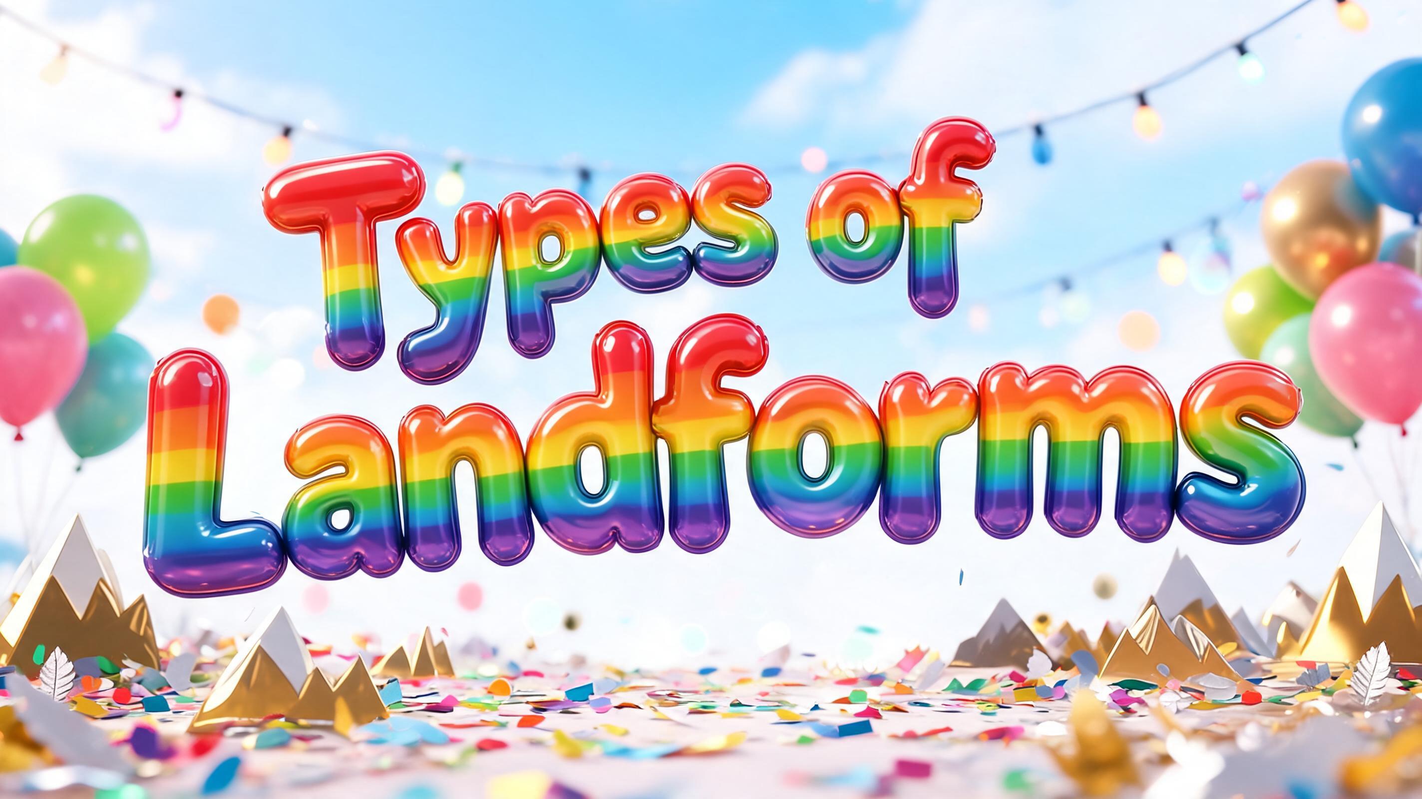"Types of Landforms
" — Rainbow | AI Text Effect Generator