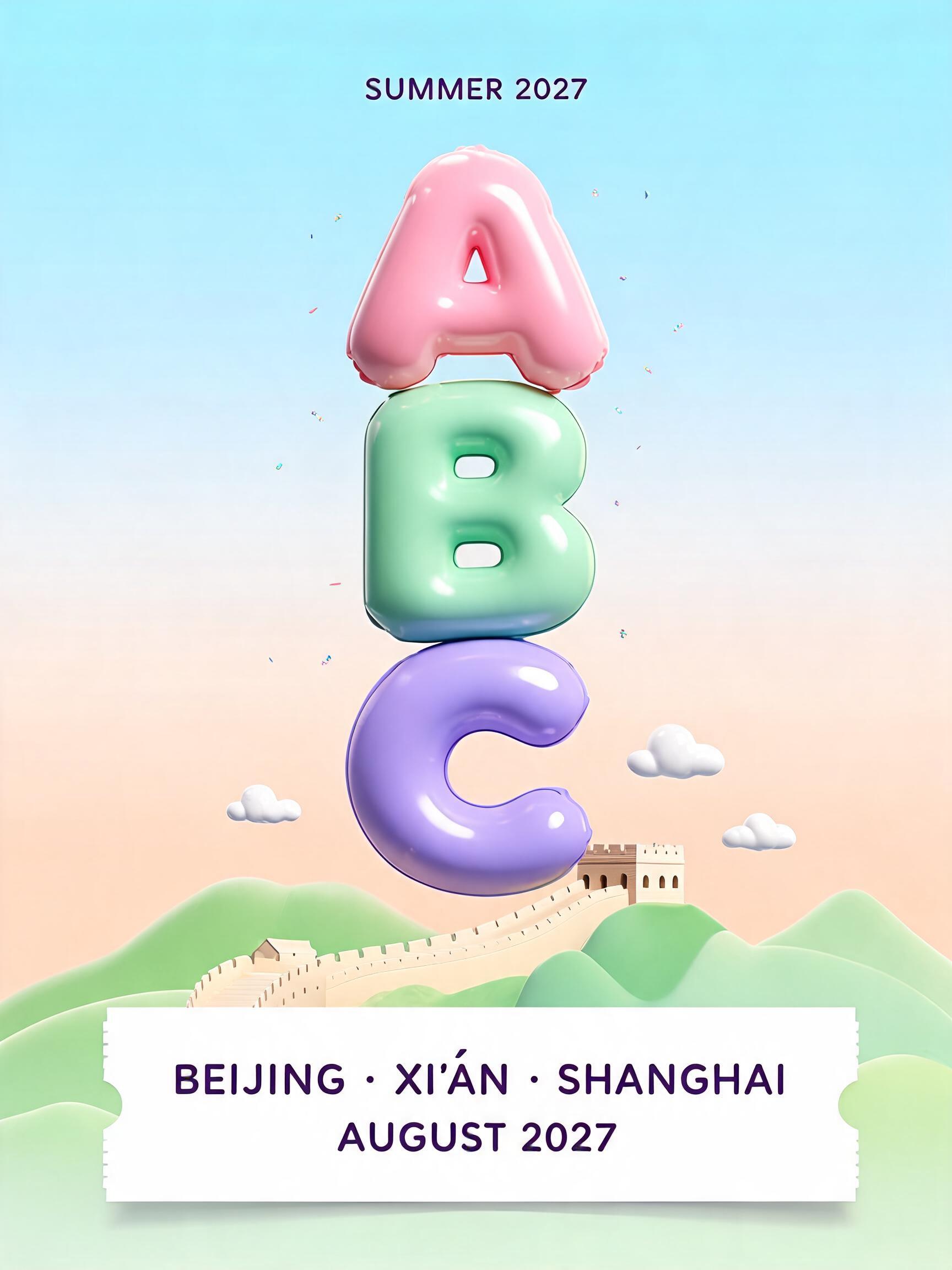 "A B C" — 3d Bold Inflated | AI Text Effect Generator