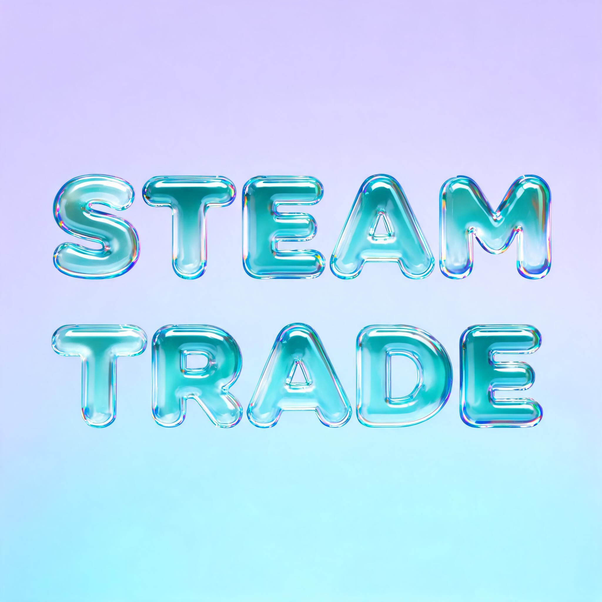 "STEAM TRADE" — Glass Liquid | AI Text Effect Generator