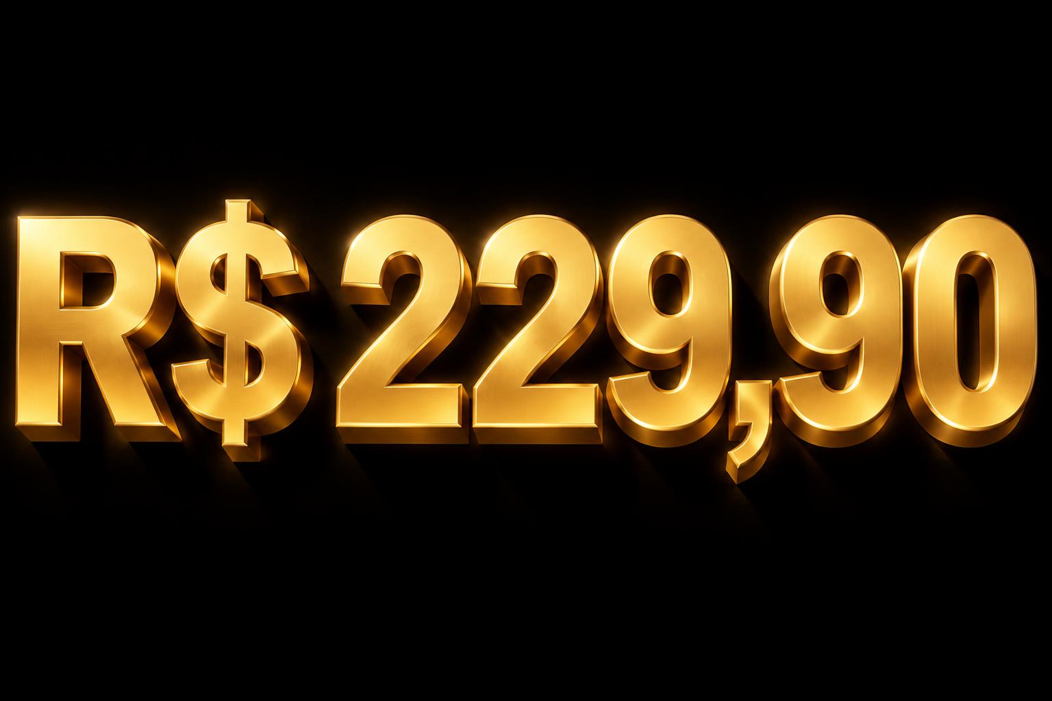 "R$ 229,90" — 3d Bold Gold | AI Text Effect Generator