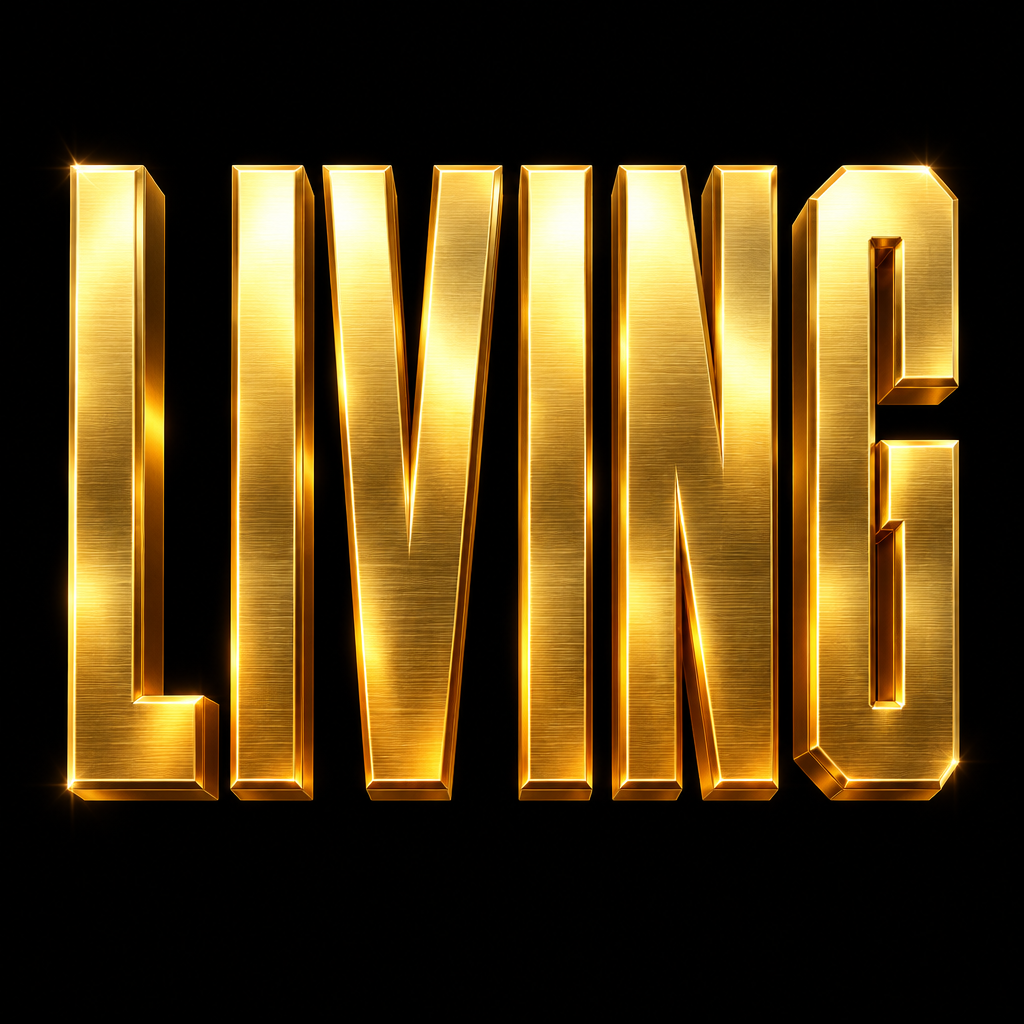 "LIVING" — Metallic | AI Text Effect Generator