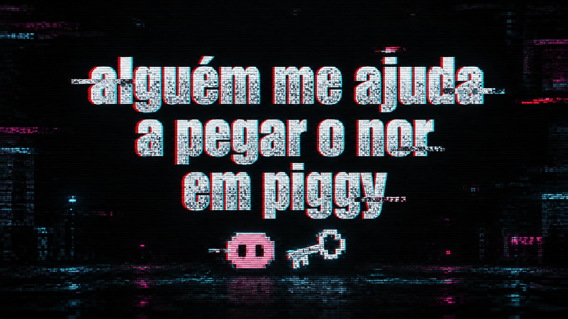 "alguém me ajuda a pegar o nor em piggy" — Glitch | AI Text Effect Generator