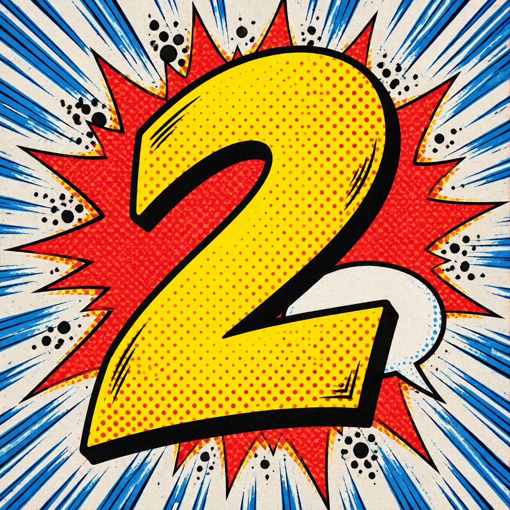 "2" — Comic Book | AI Text Effect Generator