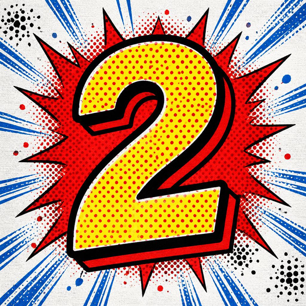 "2" — Comic Book text effect