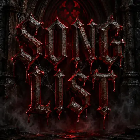 "SONG LIST" — Gothic Dark text effect