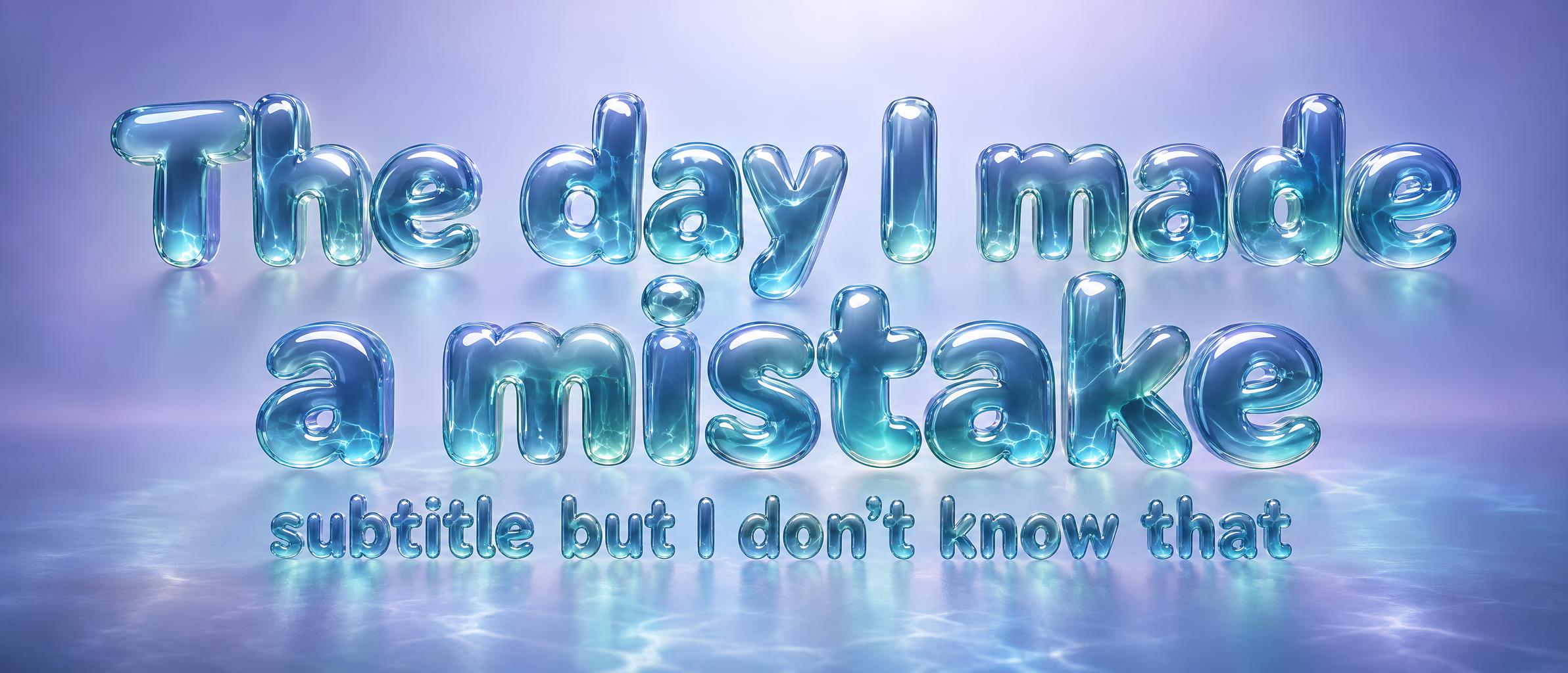"The day I made a mistake subtitle but I don't know that " — Glass Liquid | AI Text Effect Generator