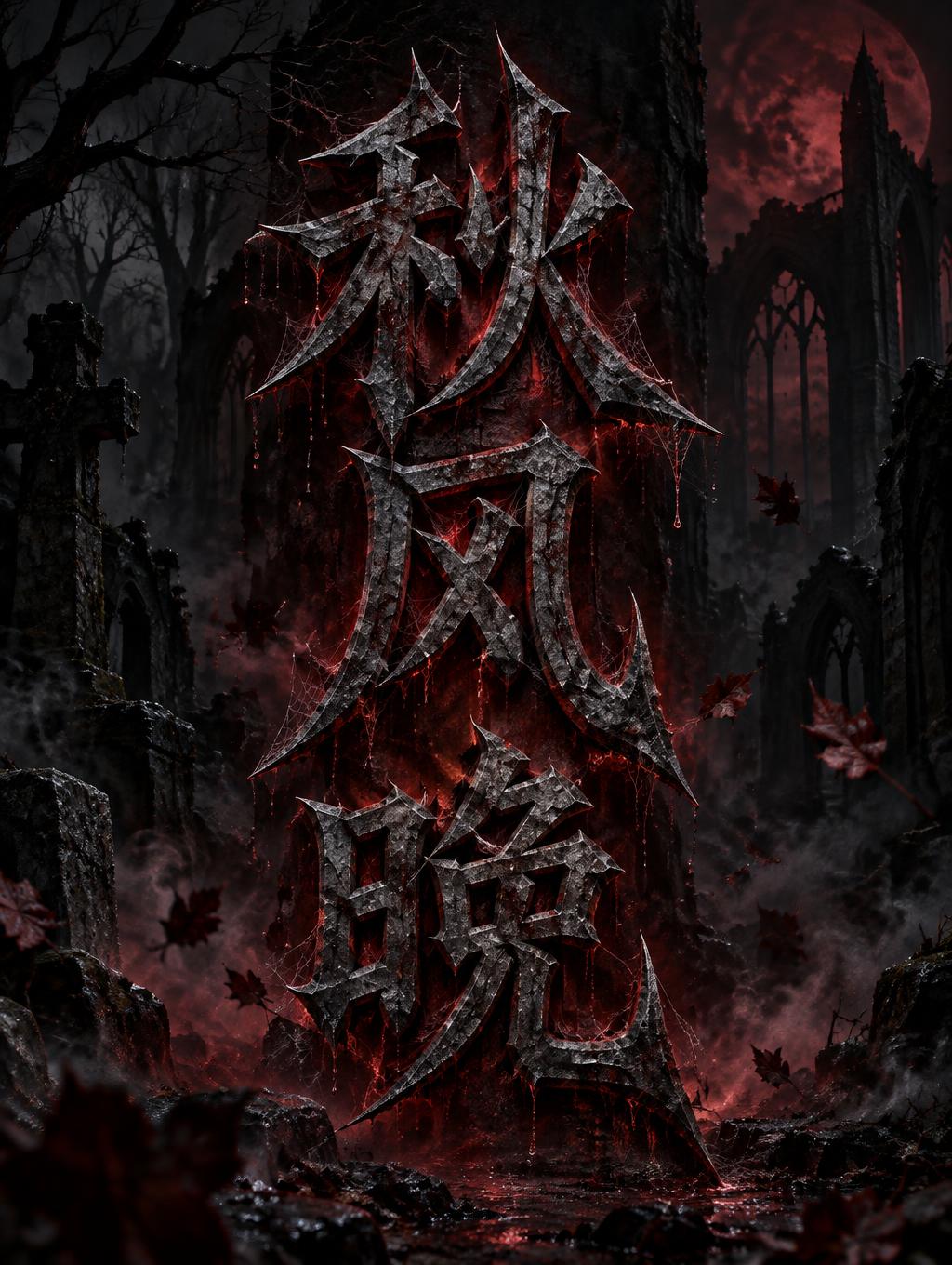 "秋风晚" — Gothic Dark text effect